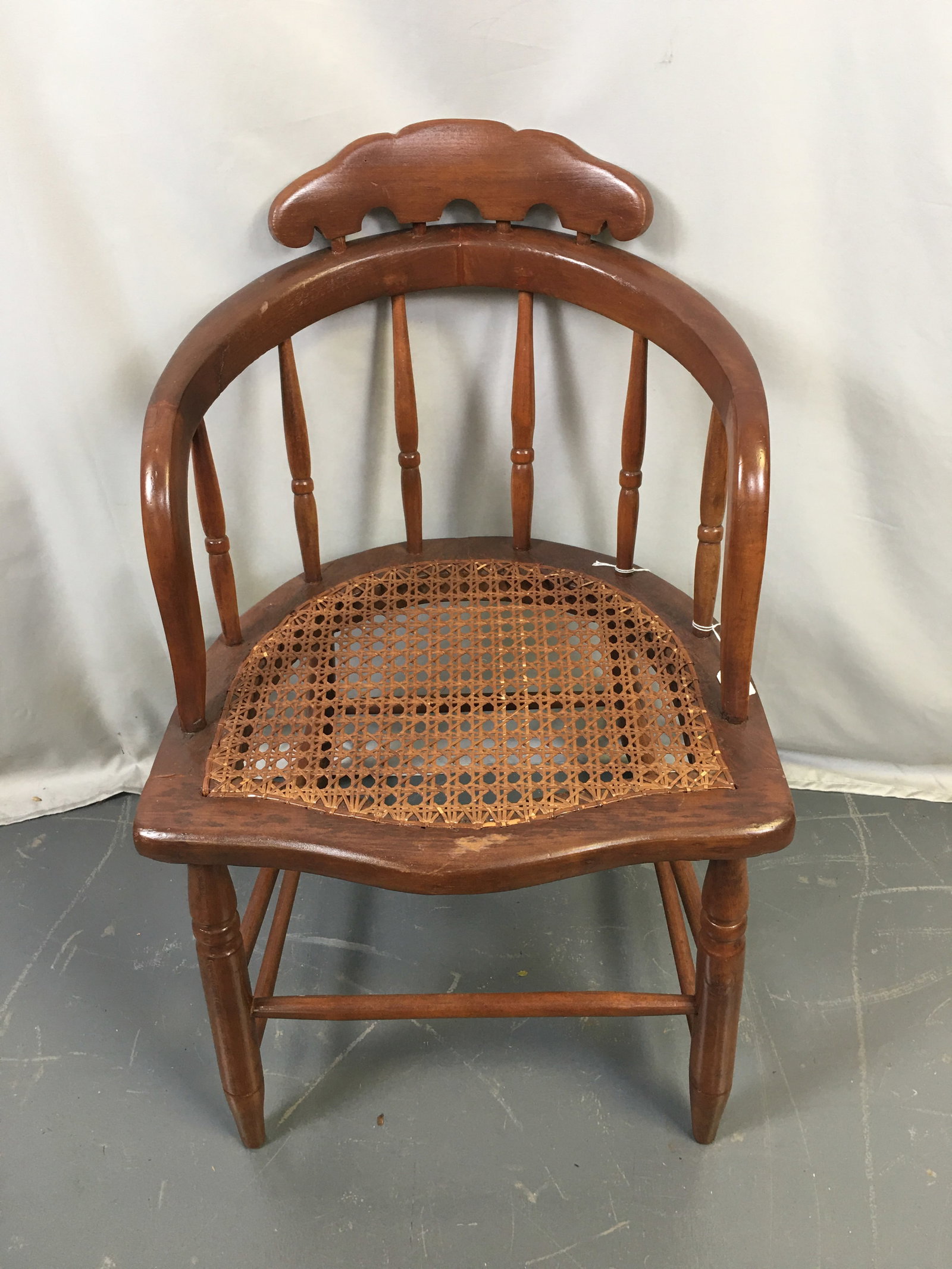 Comb Back Side Chair: Comb Back Side Chair, newer caned bottom. 19"W x 18"D x 30.5"H.
