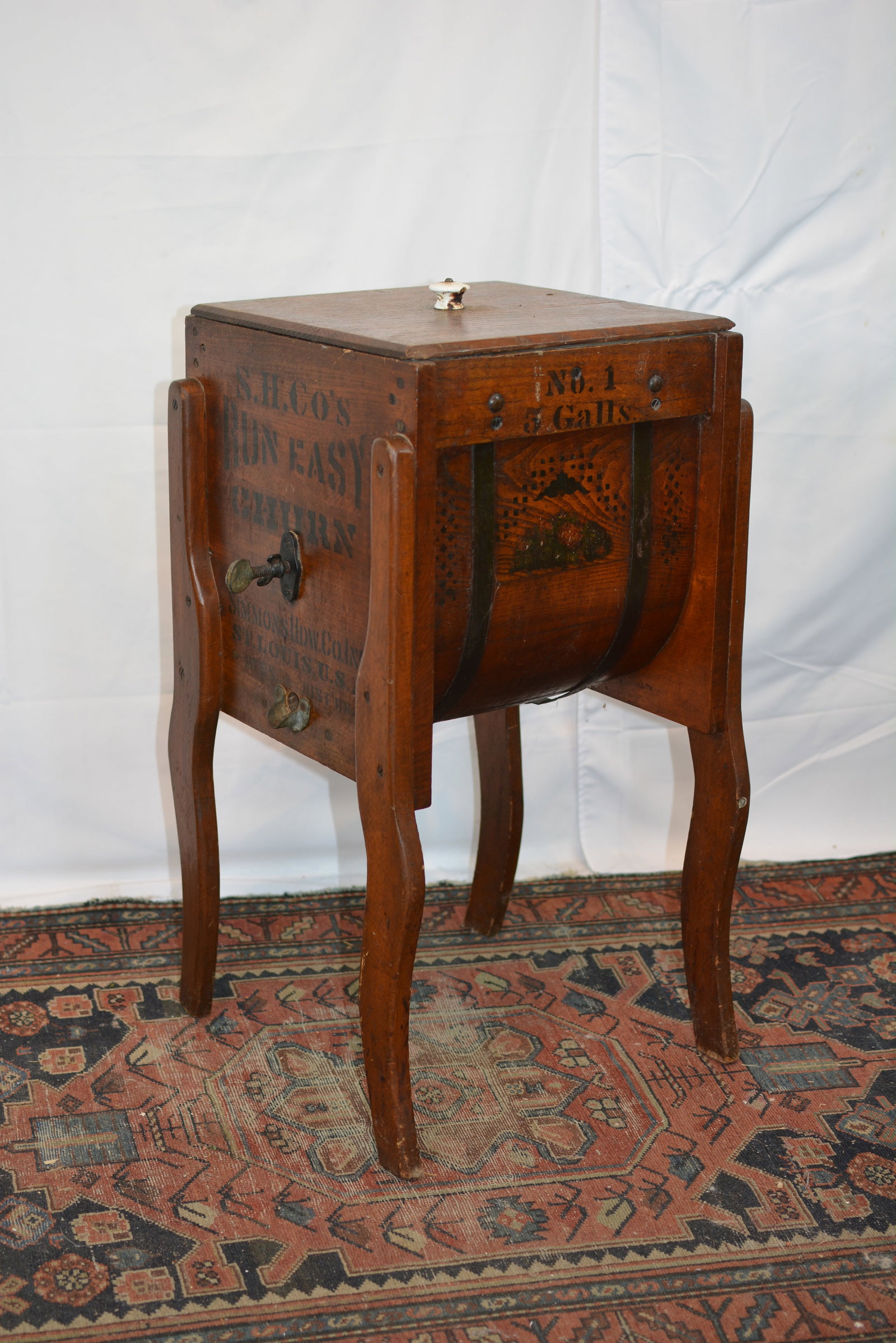Decorated Pine Butter Churn with Stenciled Numbering (1 of 7)