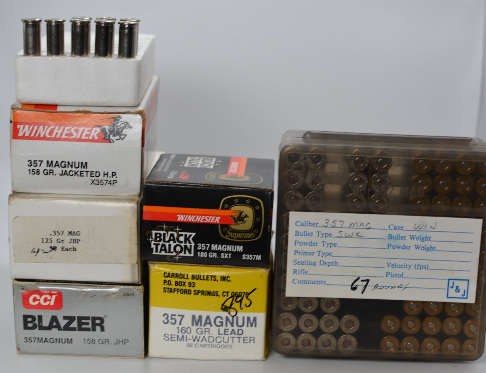 .357 Magnum Ammunition Lot Including Winchester Black Talon, CCI Blazer & Reloads (1 of 1)