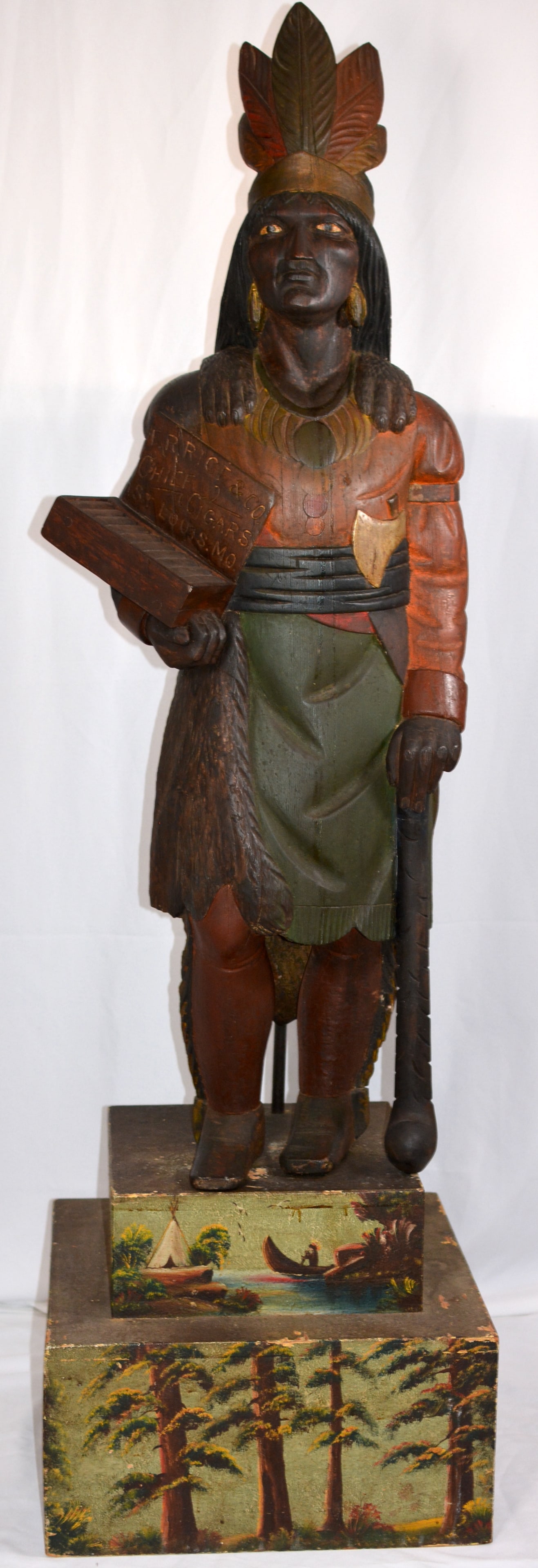 Thomas V. Brooks Carved & Painted Cigar Store Indian Leaner, Circa 1870-1880 (1 of 20)