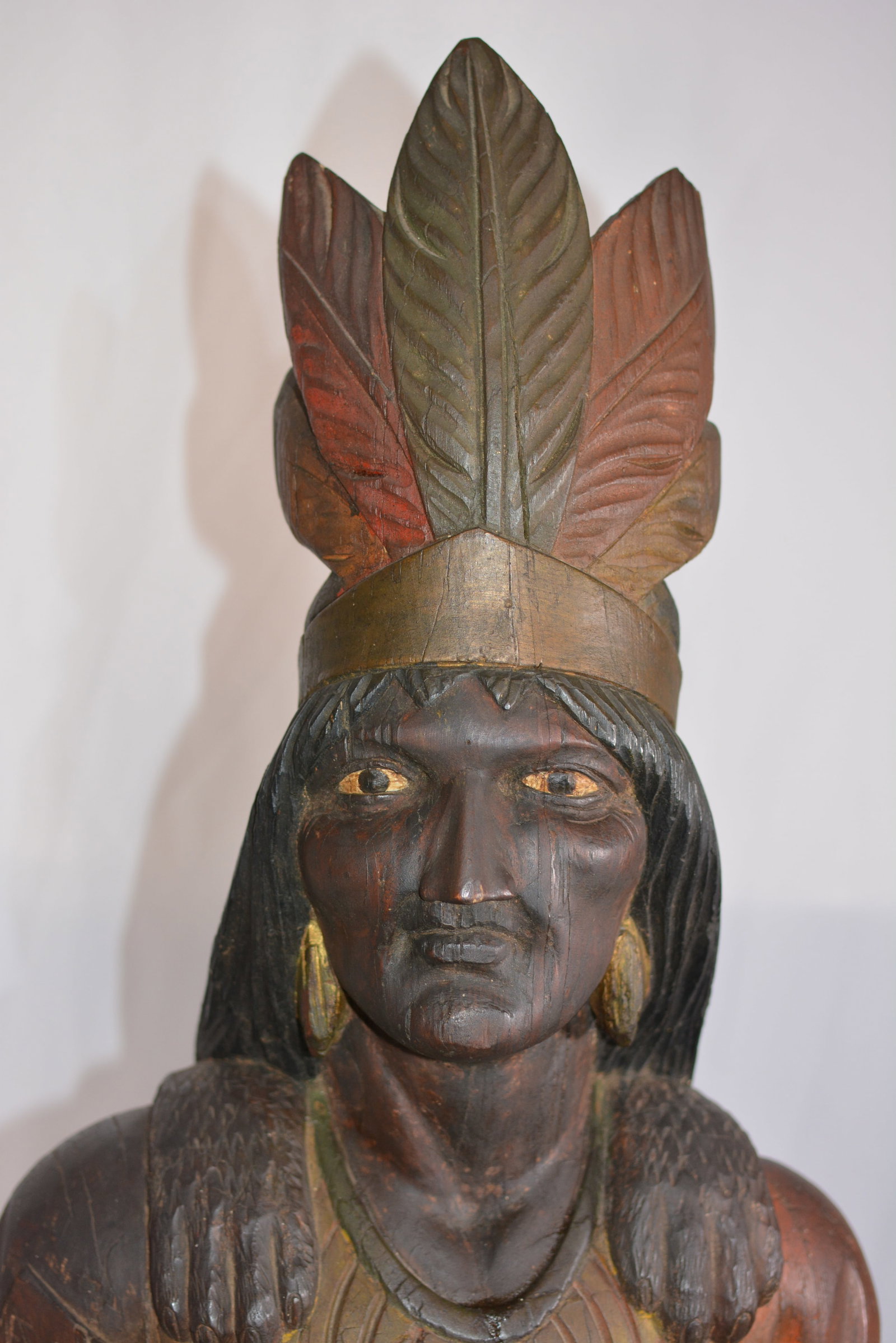 Thomas V. Brooks Carved & Painted Cigar Store Indian Leaner, Circa 1870-1880 - 2