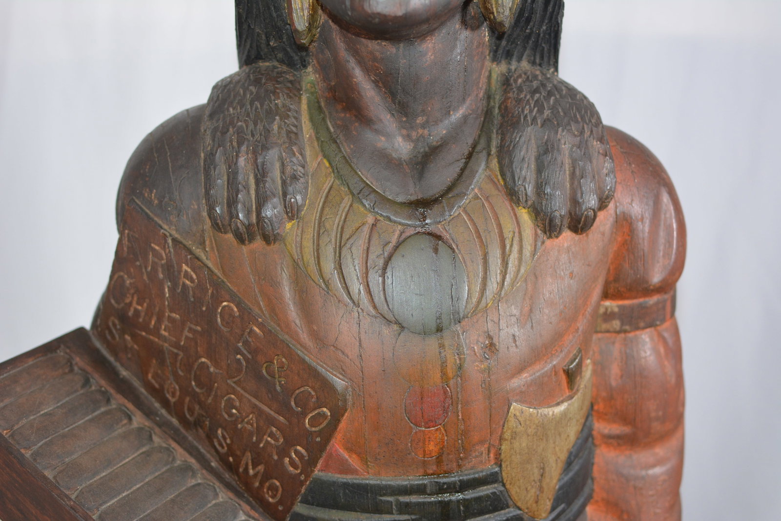 Thomas V. Brooks Carved & Painted Cigar Store Indian Leaner, Circa 1870-1880 - 3