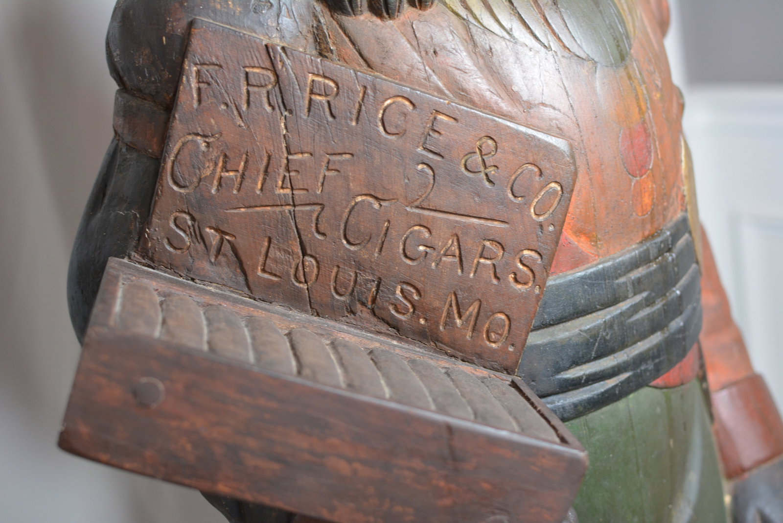 Thomas V. Brooks Carved & Painted Cigar Store Indian Leaner, Circa 1870-1880 - 6