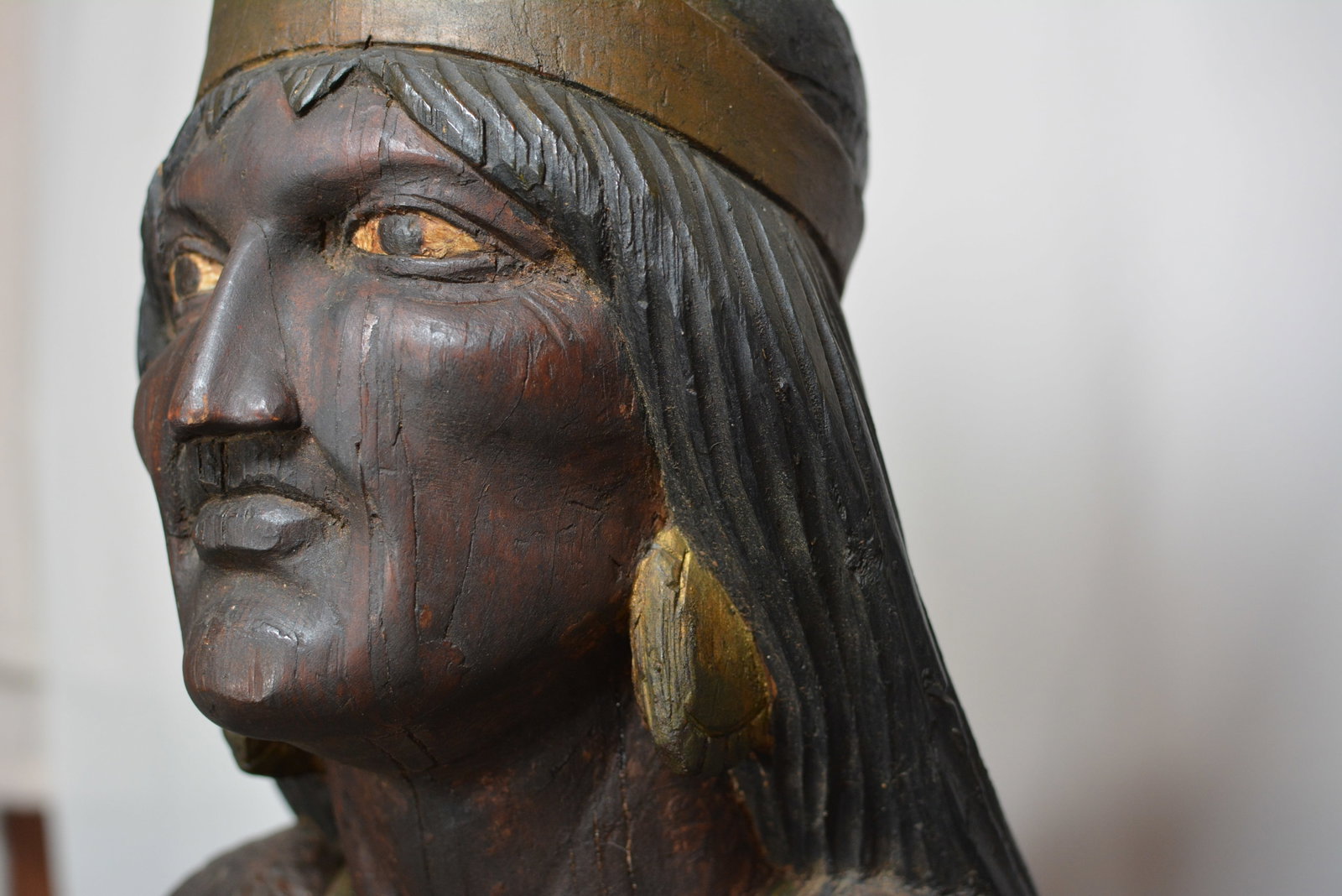 Thomas V. Brooks Carved & Painted Cigar Store Indian Leaner, Circa 1870-1880 - 7