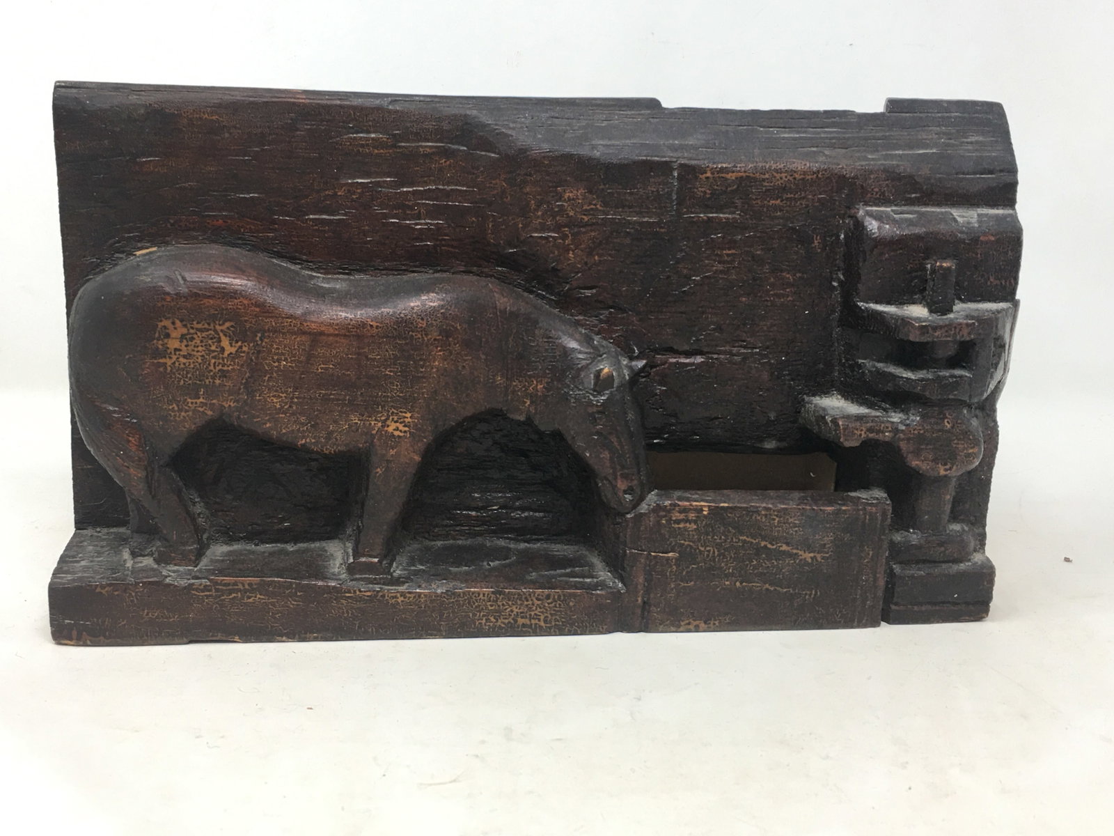 Folk Art Carved Match Holder (1 of 4)