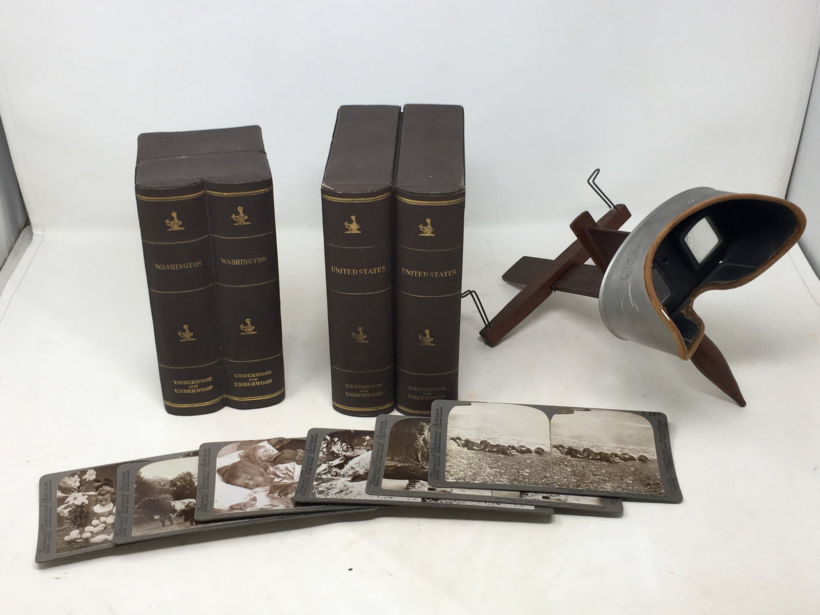 Stereoview Cards, Washington D.C. & United States: Underwood & Underwood Stereoview Cards & Viewer, In Marked Cases, Washington D.C. & United States. Includes (42) Washington cards & (75) United States. Also includes 3 cards showing children & 3 with