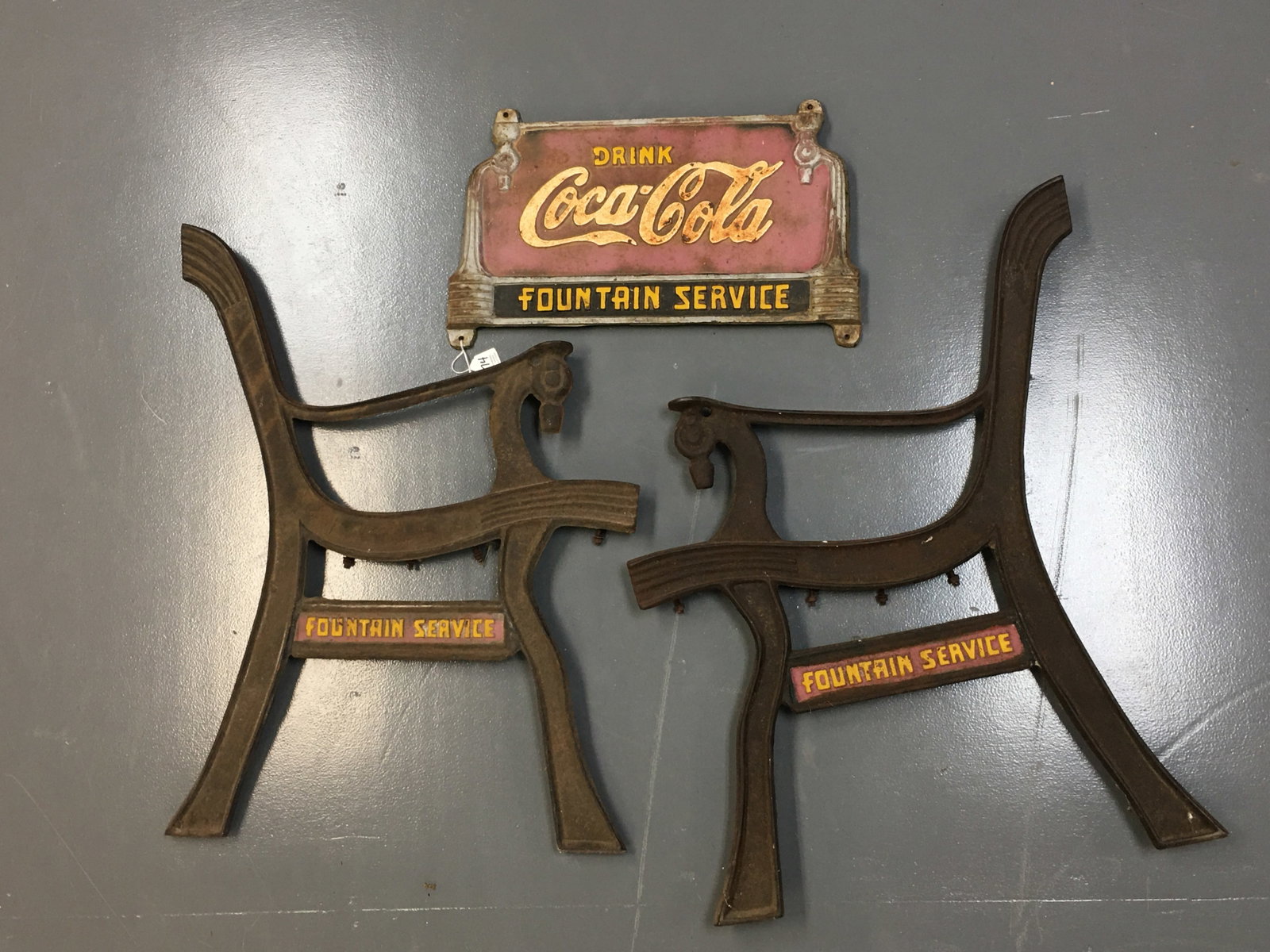 Drink Coca Cola Fountain Service Cast Iron Bench Frame (1 of 5)