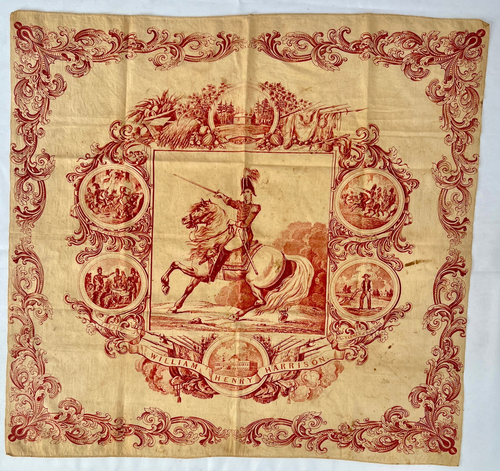 William Henry Harrison "Tippecanoe" Presidential Campaign Textile, c. 1840 (1 of 9)