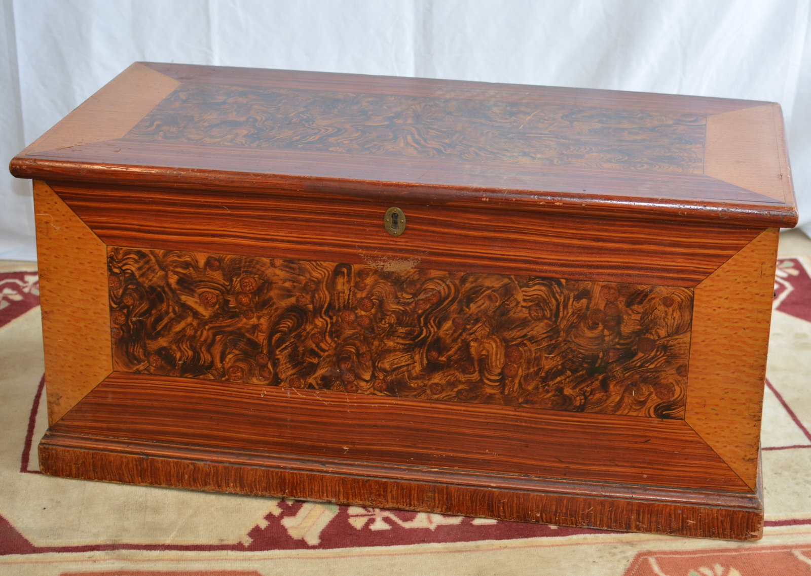 Figured Burl & Mixed-Wood Veneered Blanket Chest with Till (1 of 9)