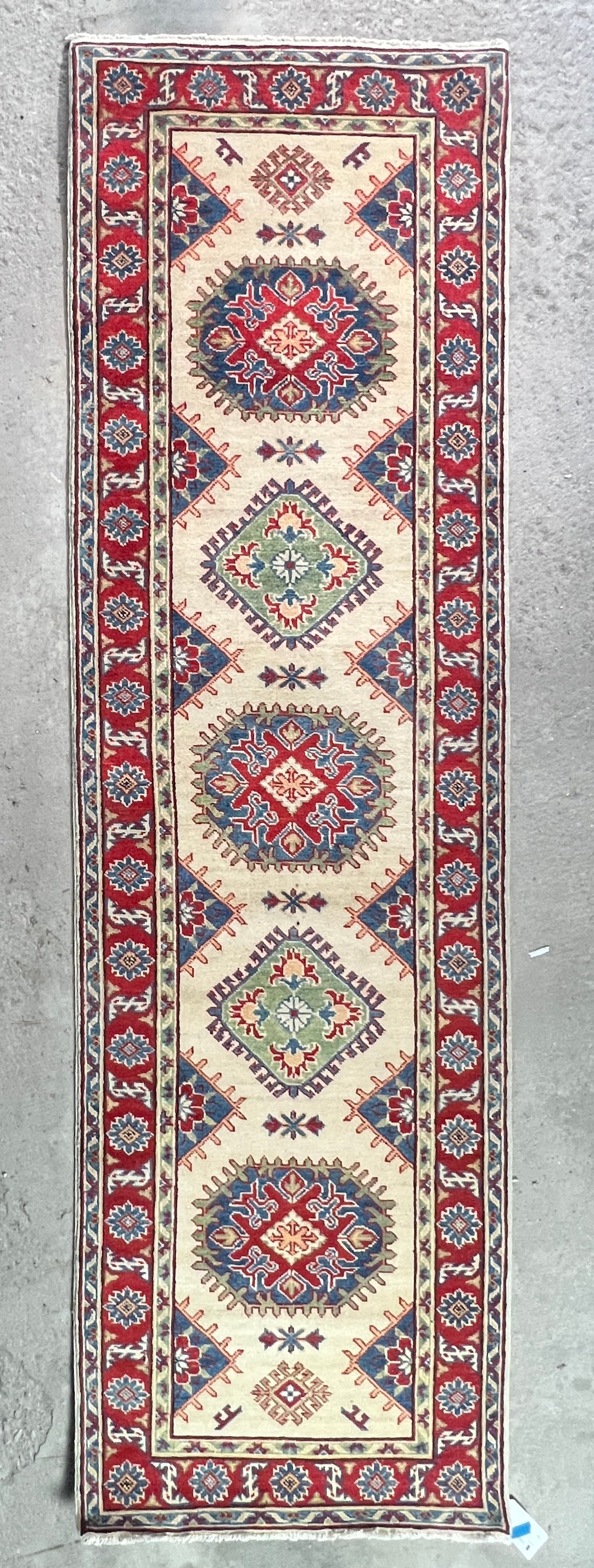 Hand-Knotted Kazak Style Wool Runner Rug (1 of 3)