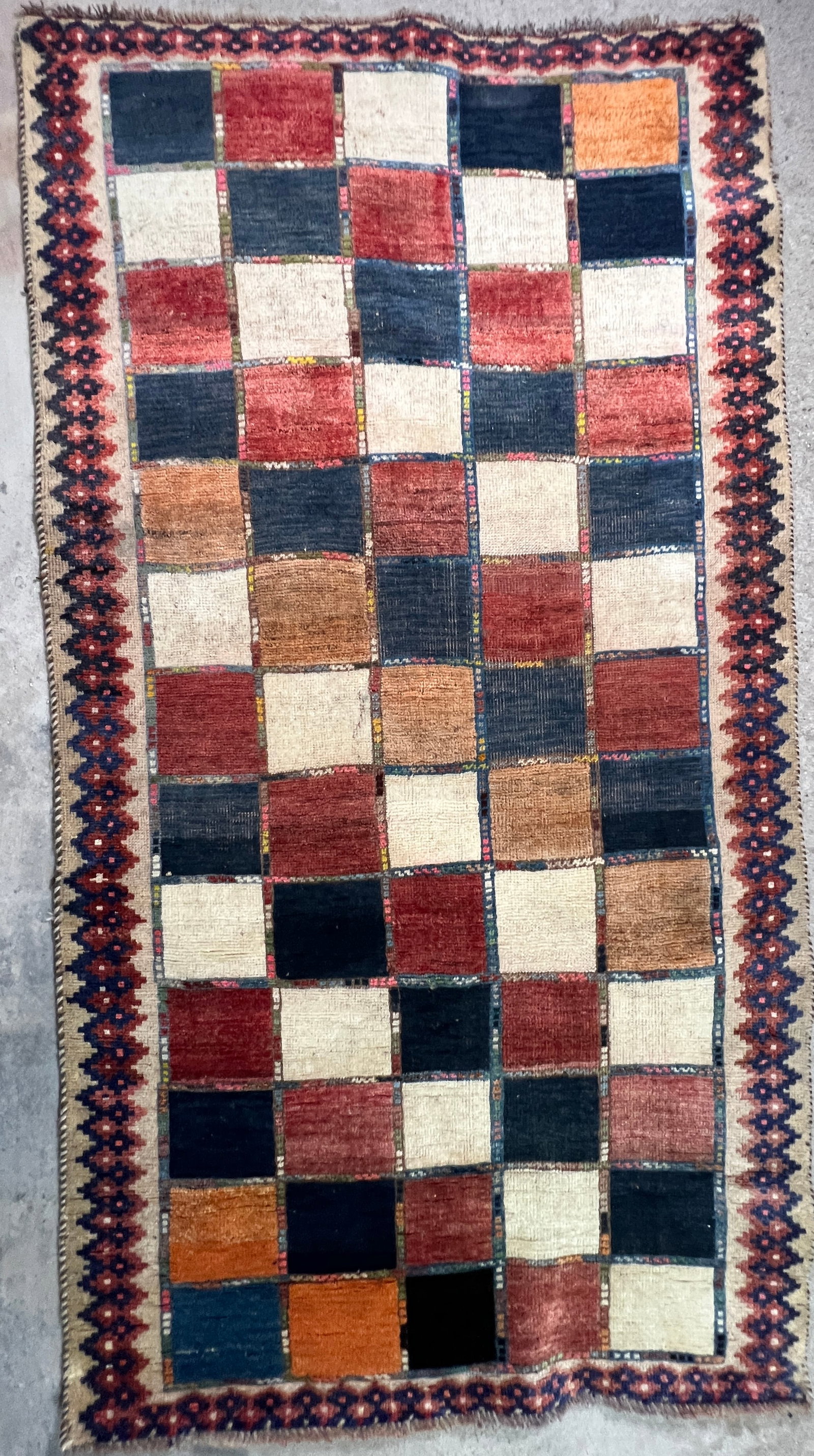 Antique Persian Tribal Gabbeh Checkerboard Rug (1 of 3)