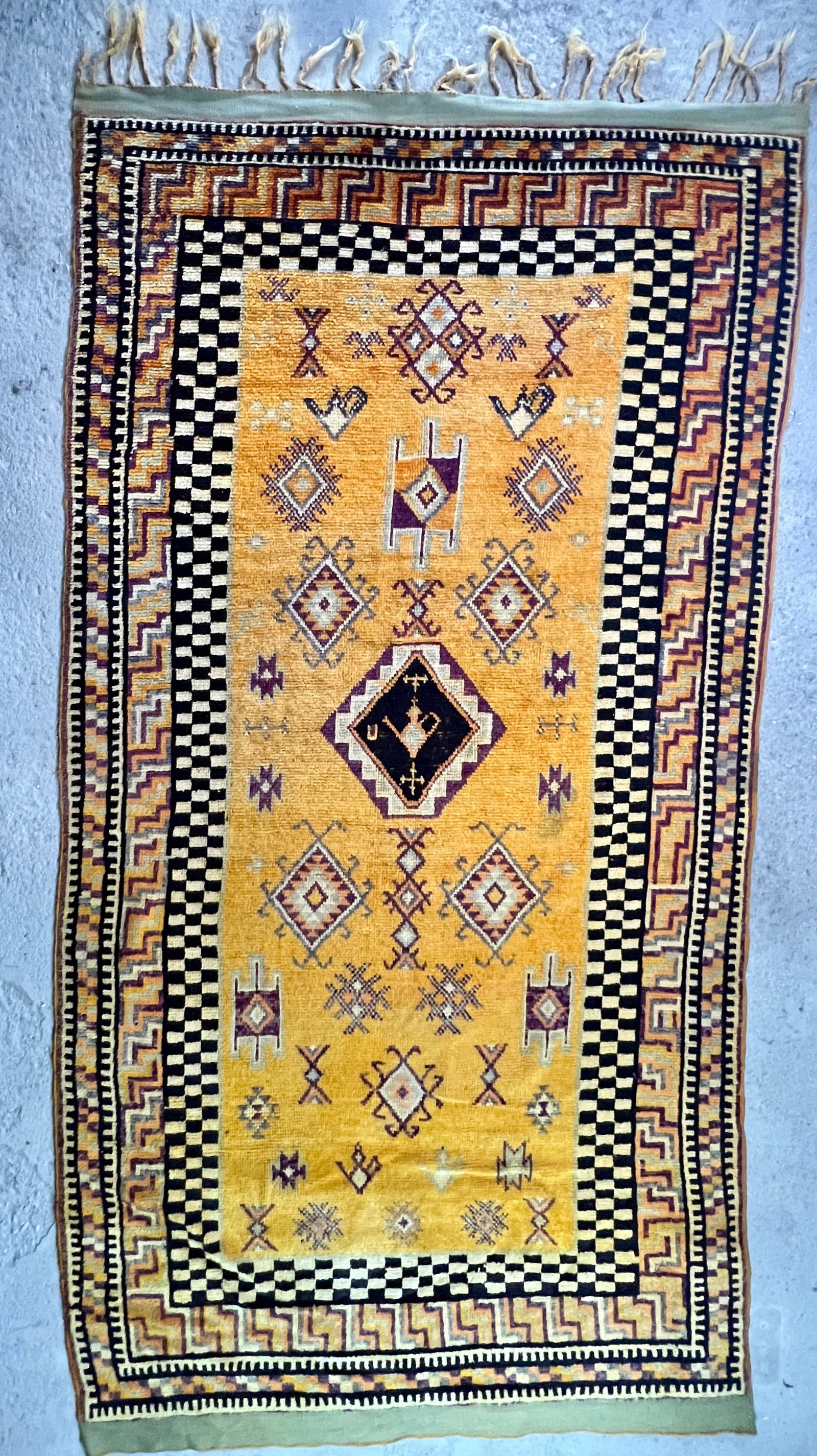 Vintage North African Berber Tribal Rug with Checkerboard Border (1 of 6)