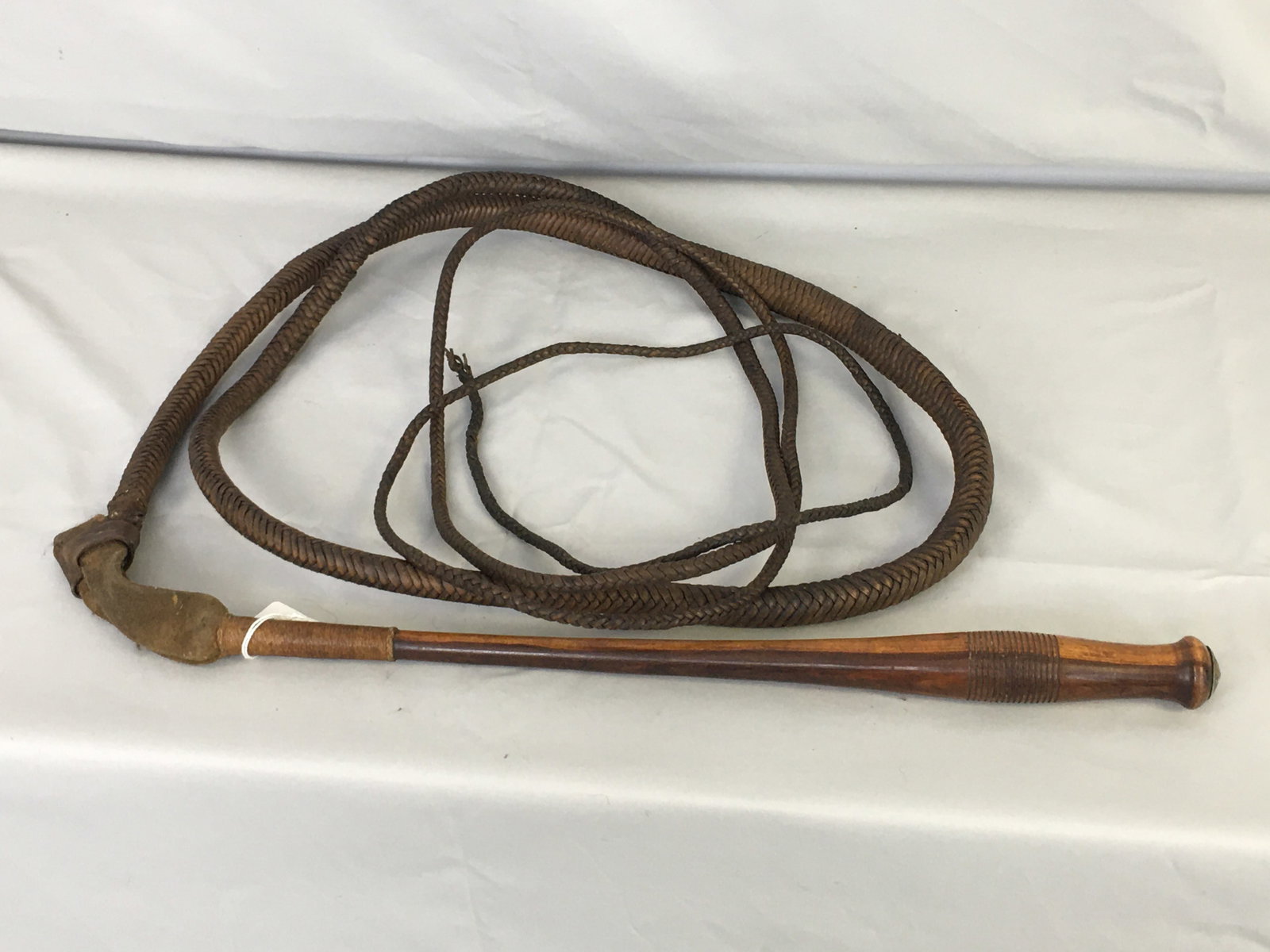 Long Braided Leather Whip, 13.5' (1 of 3)