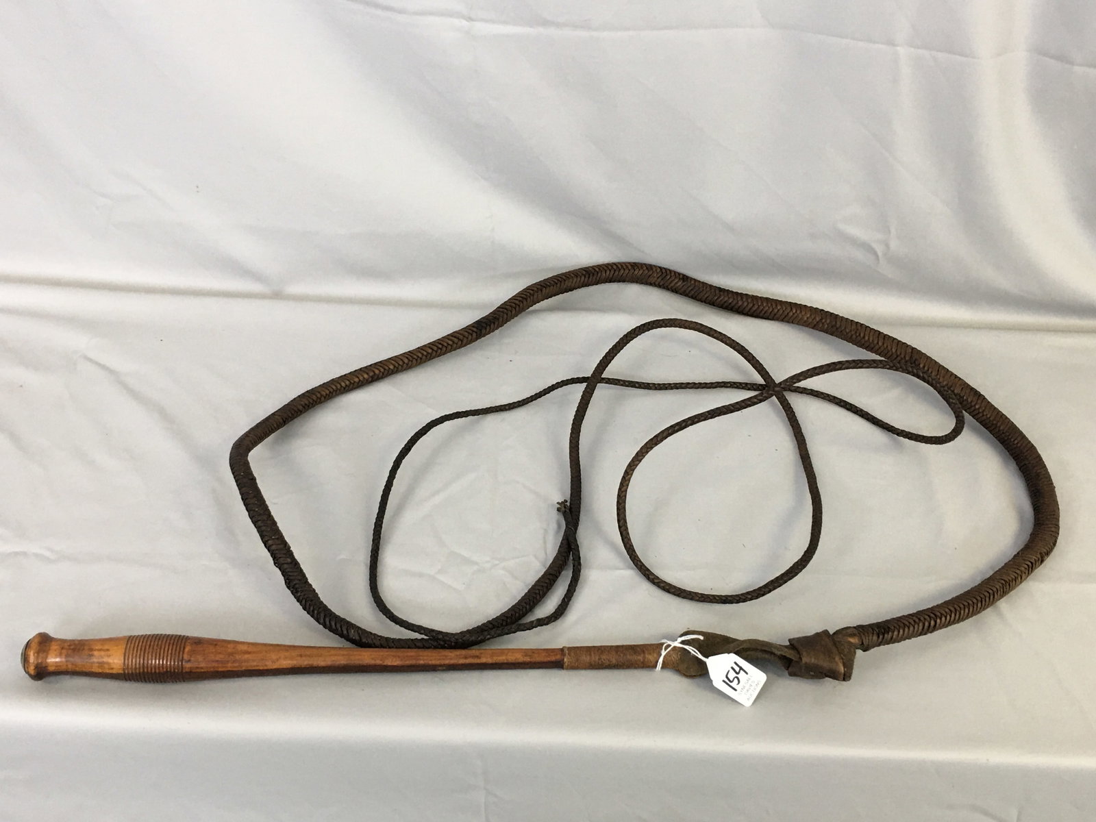 Long Braided Leather Whip, 13.5' - 2
