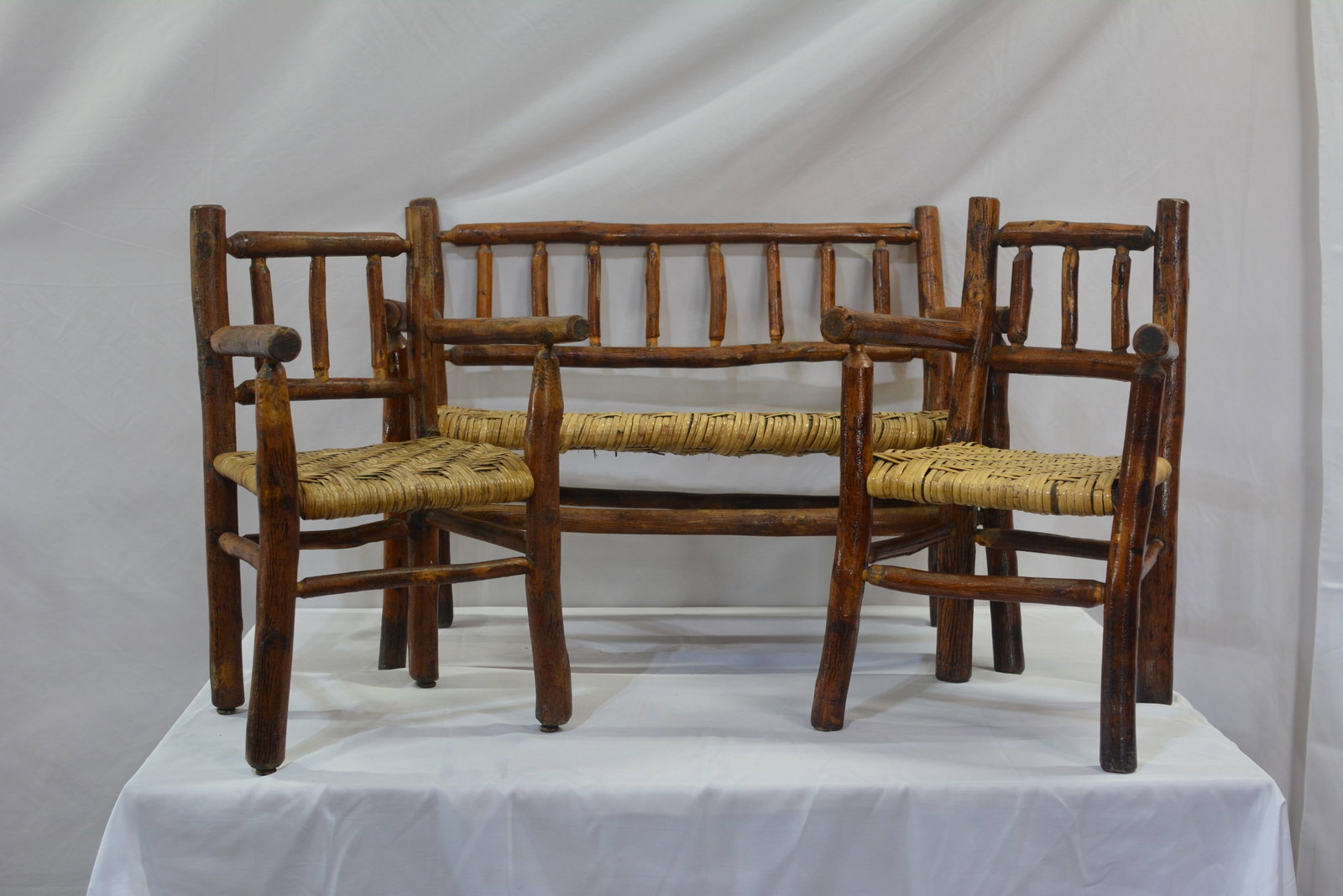 Child Size Old Hickory Rustic Settee & Armchairs, 3-Piece Set (1 of 3)