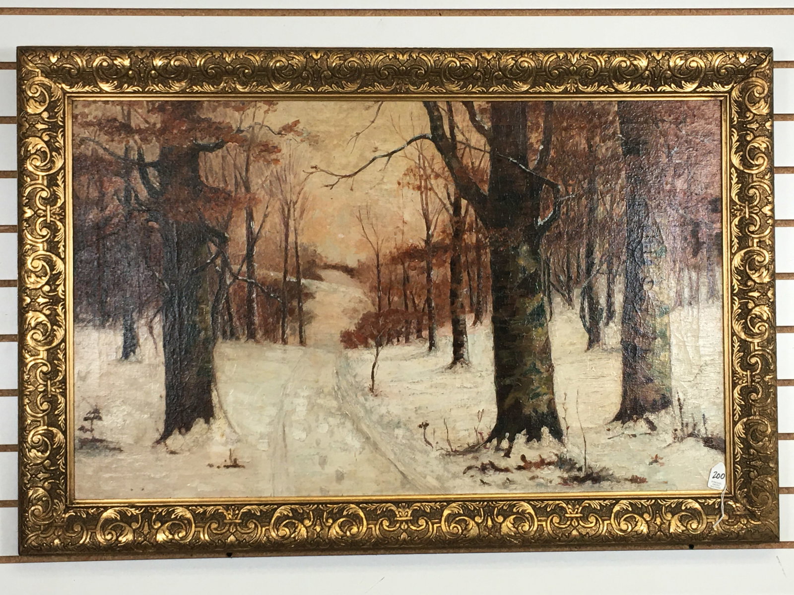 Oil on Canvas, Winter Woods Scene (1 of 5)