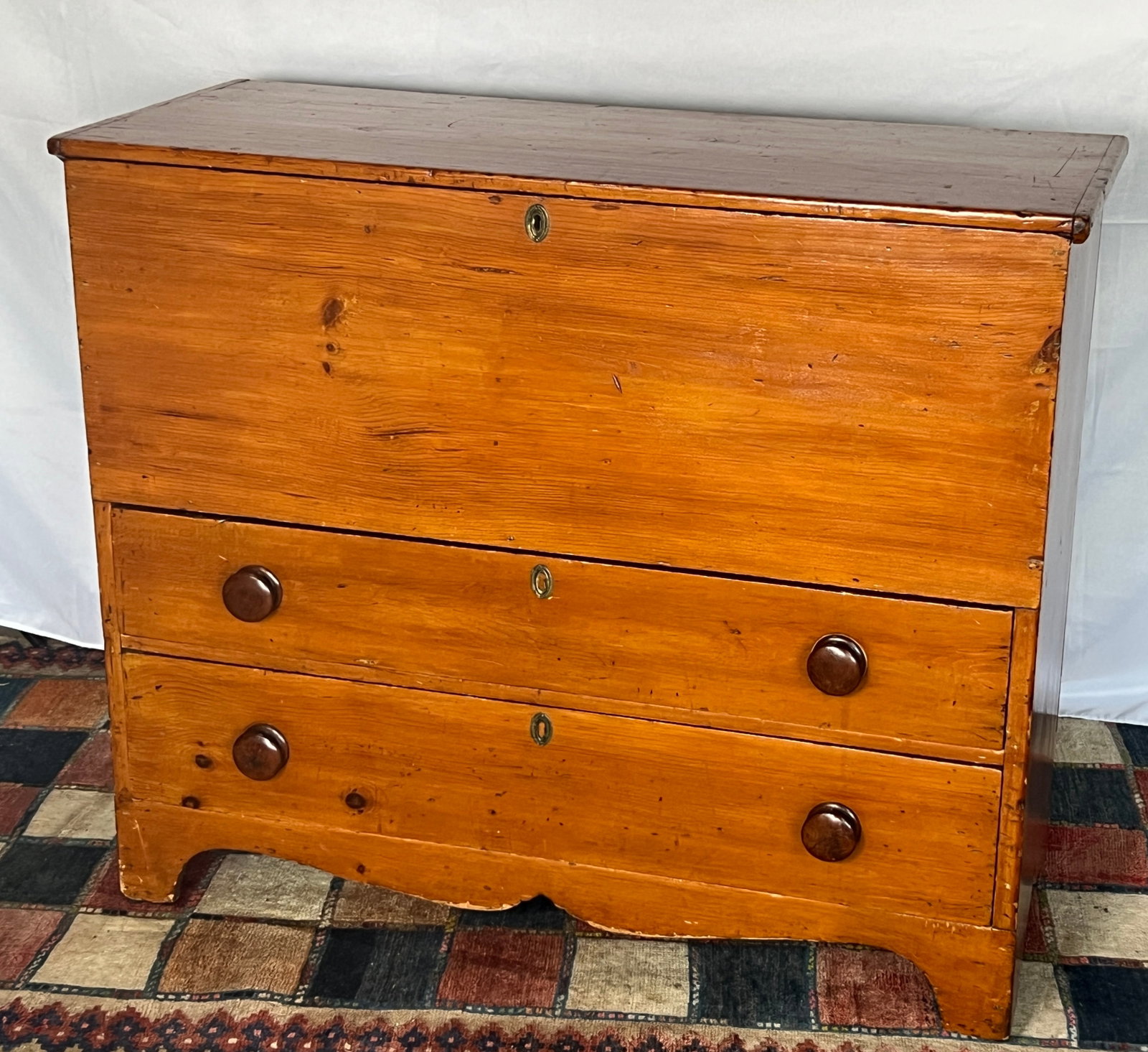 19th Century New England Pine Mule Chest with Drawers (1 of 8)