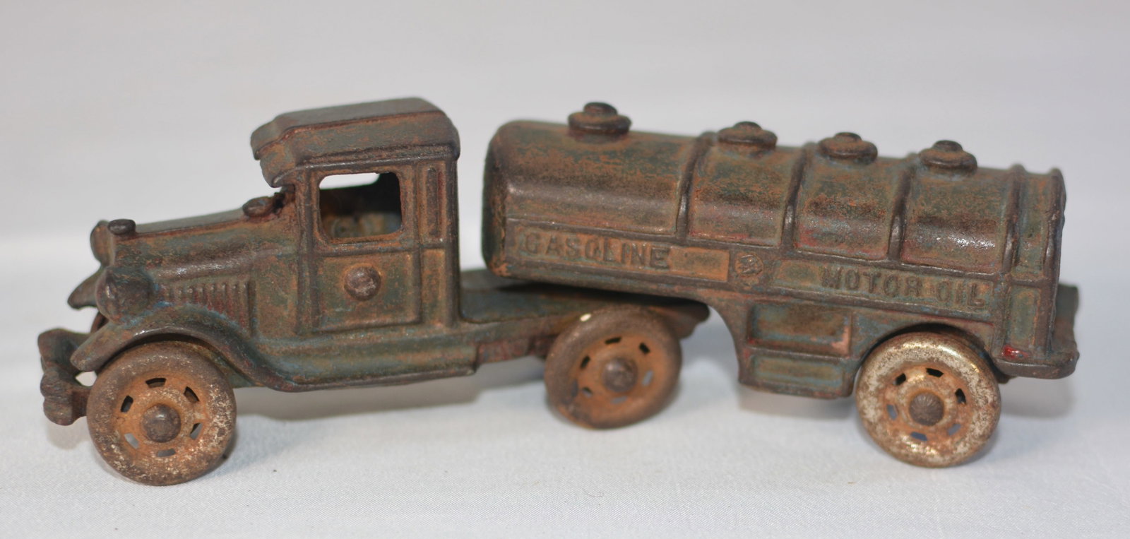 Cast Iron Gasoline & Motor Oil Tanker Truck Toy (1 of 5)