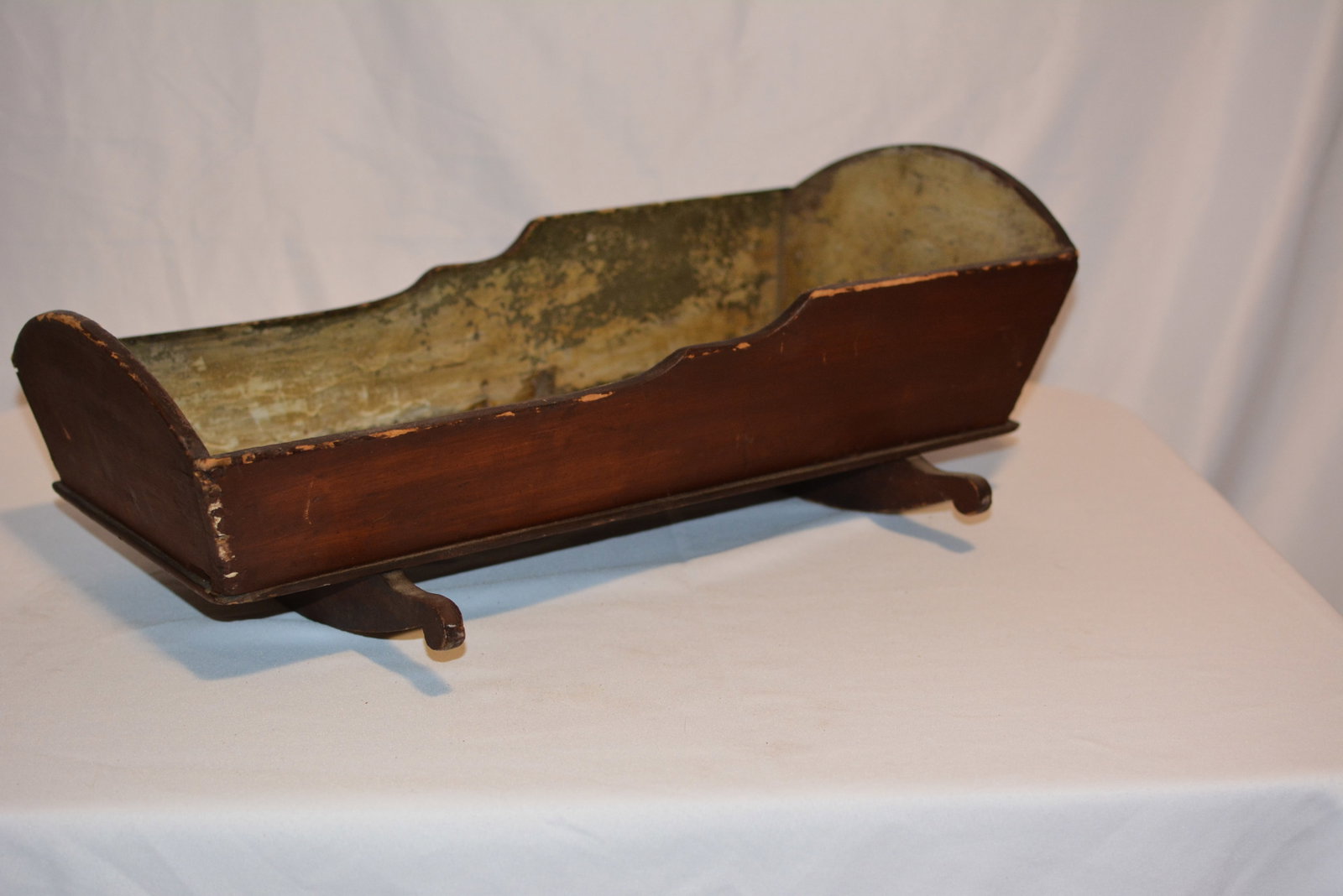 19th Century Primitive Painted Wooden Doll Cradle (1 of 9)