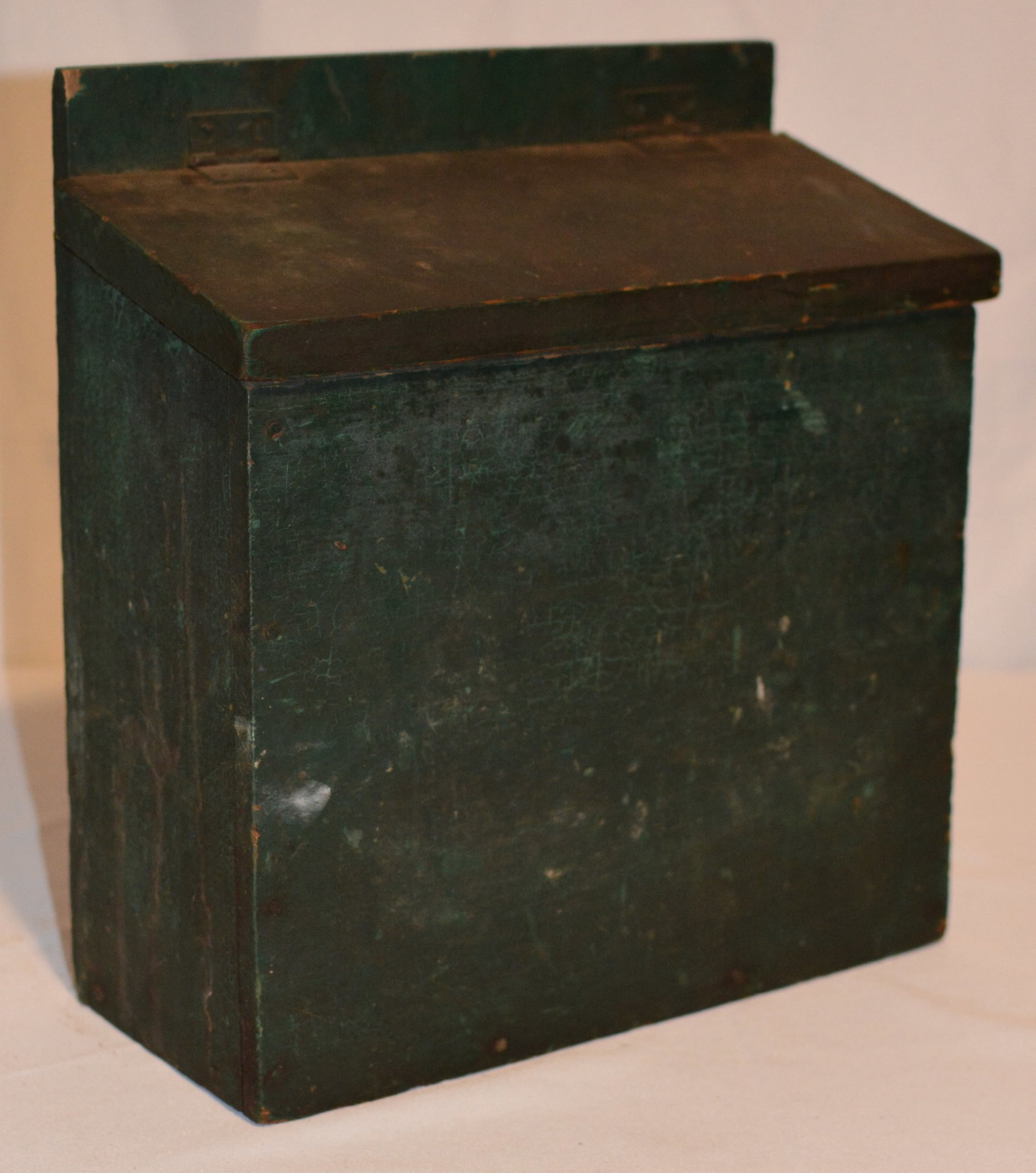19th Century Primitive Wall-Mounted Candle Box in Old Green Paint (1 of 7)