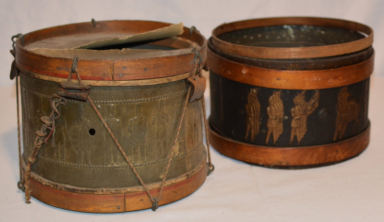 Pair of 19th Century Folk Art Decorated Toy Drums (1 of 20)