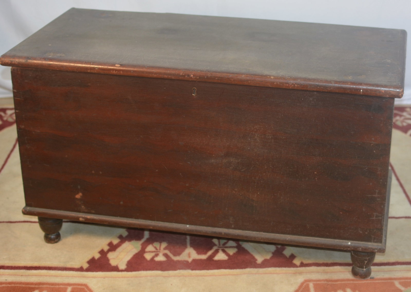 Early American Mahogany Blanket Chest on Turned Feet (1 of 10)