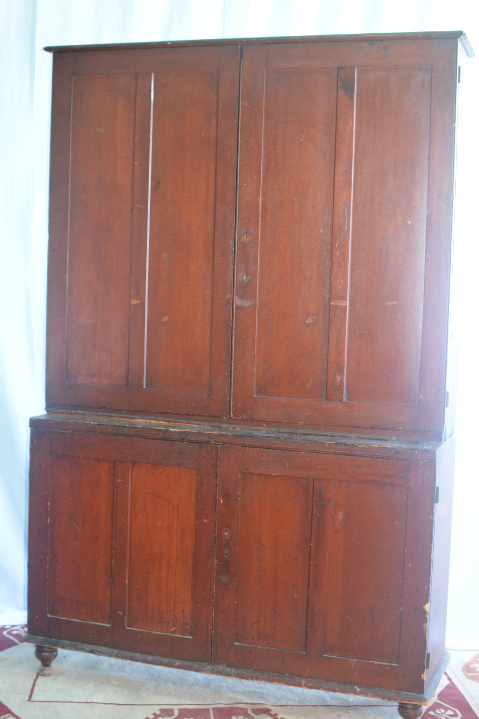 Early American Primitive Two-Part Stepback Cupboard (1 of 19)