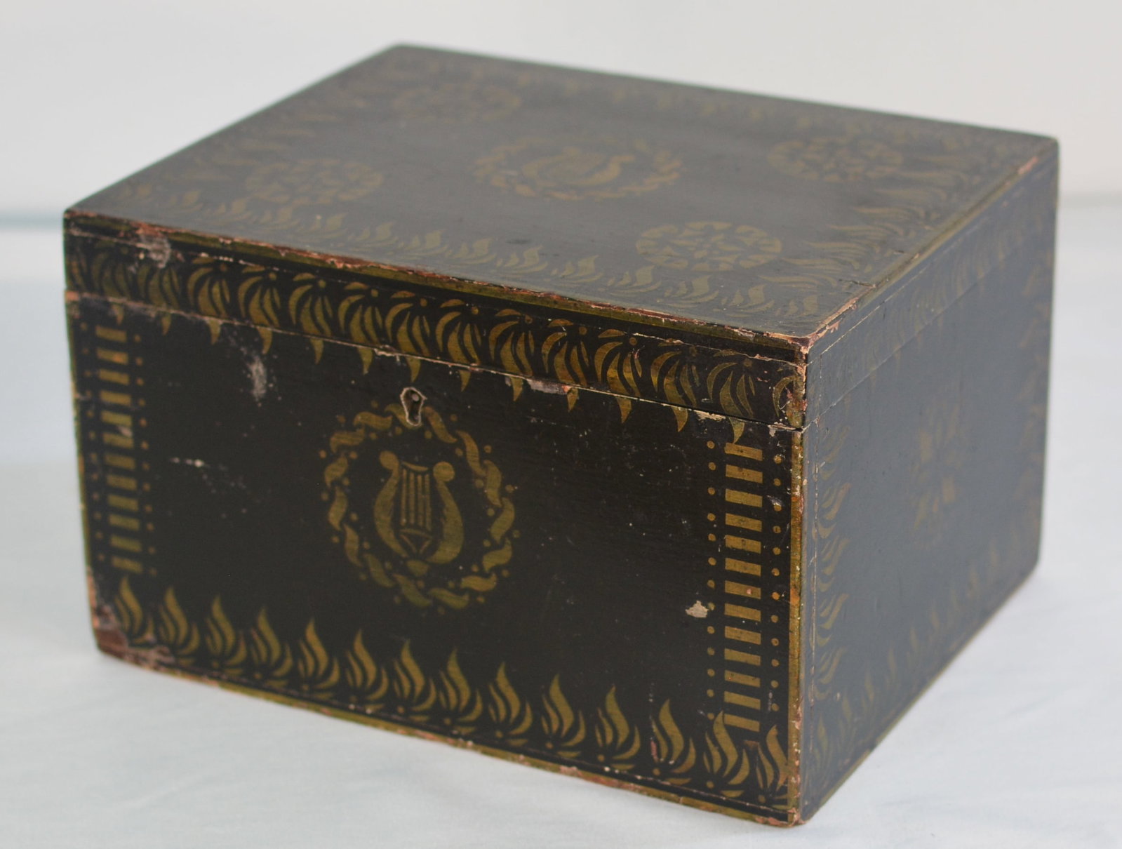 Early American Paint-Decorated Document Box with Lyre Motif (1 of 6)