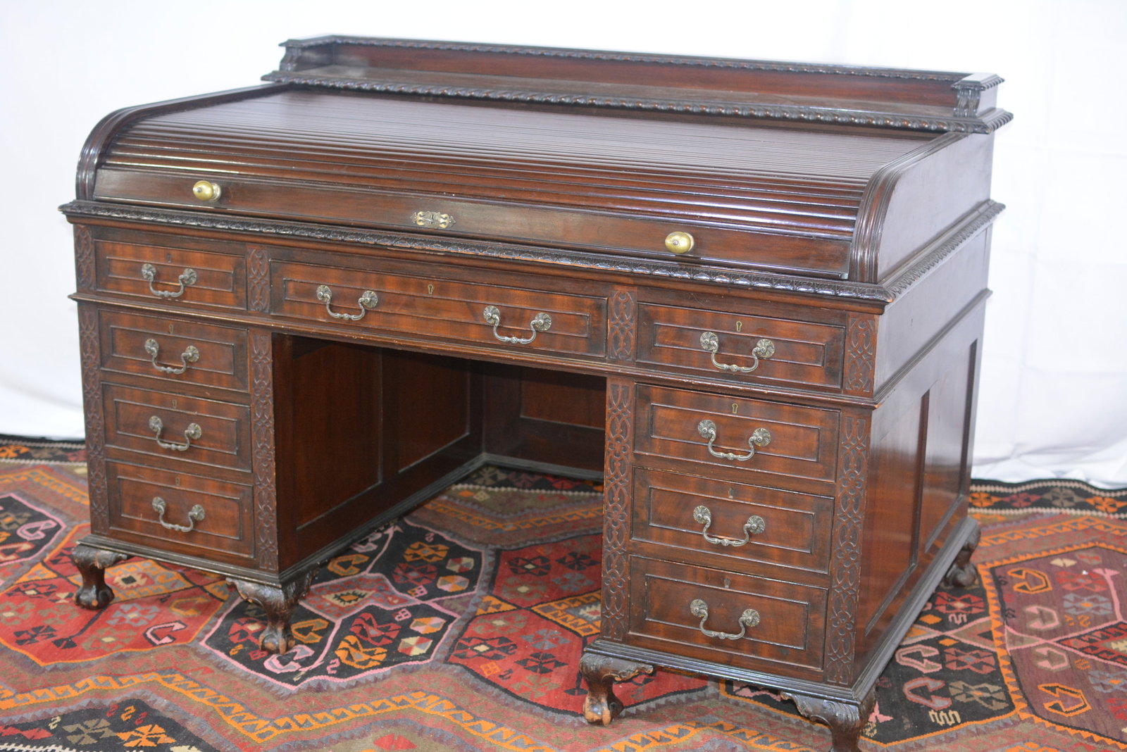 Mahogany roll top desk with vintage bond letter (1 of 15)