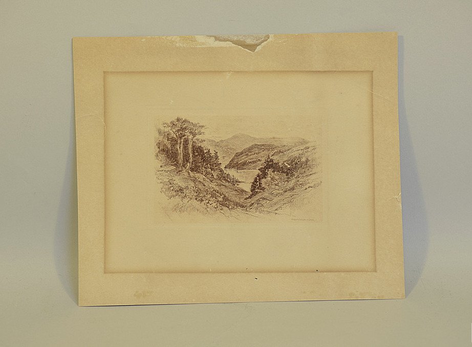 William Goodrich Beal (American) - Original Etching -: DESCRIPTION: William Goodrich Beal (American) - Original Etching - Water View Landscape CONDITION: Good vintage/antique condition. Some surface scratches and nicks, light creases andindentationsto pap