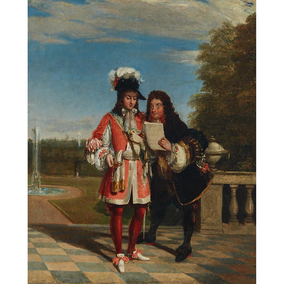 Gilbert Stuart Newton (1794-1835), Canadian/British: Lot 724 Gilbert Stuart Newton (1794-1835), Canadian/British THE IMPORTUNATE AUTHOR (ILLUSTRATING ACT 3, SCENE 2 OF MOLIÈRE'S "FEMMES SAVANTES"), 1822 Oil on canvas 24.75 x 20.5 in — 62.9 x 52.1 cm