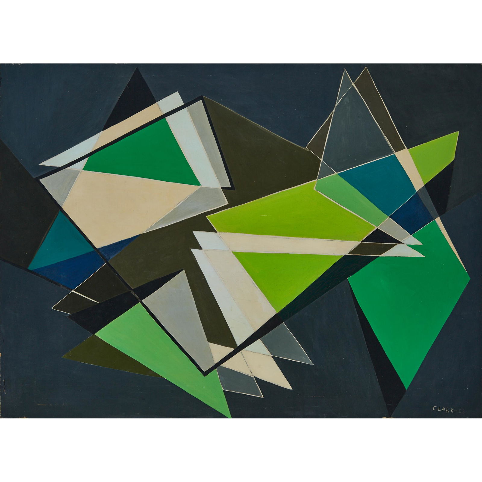 Lygia Clark (1920-1988), Brazilian: Lot 218 Lygia Clark (1920-1988), Brazilian UNTITLED COMPOSITION, 1952 Oil on canvas; signed and dated -52 incised in the canvas lower right 29 x 39.5 in — 73.7 x 100.3 cm Estimate $200,000-$300,000