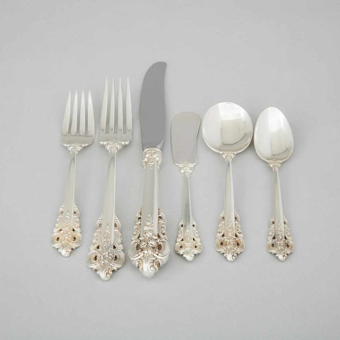 American Silver ‘Grande Baroque’ Pattern Flatware: Lot 132 American Silver ‘Grande Baroque’ Pattern Flatware Service, Wallace Silversmiths, Wallingford, Ct., 20th century comprising eighty-five pieces: 12 dinner knives, 12 dinner forks, 12 soup sp
