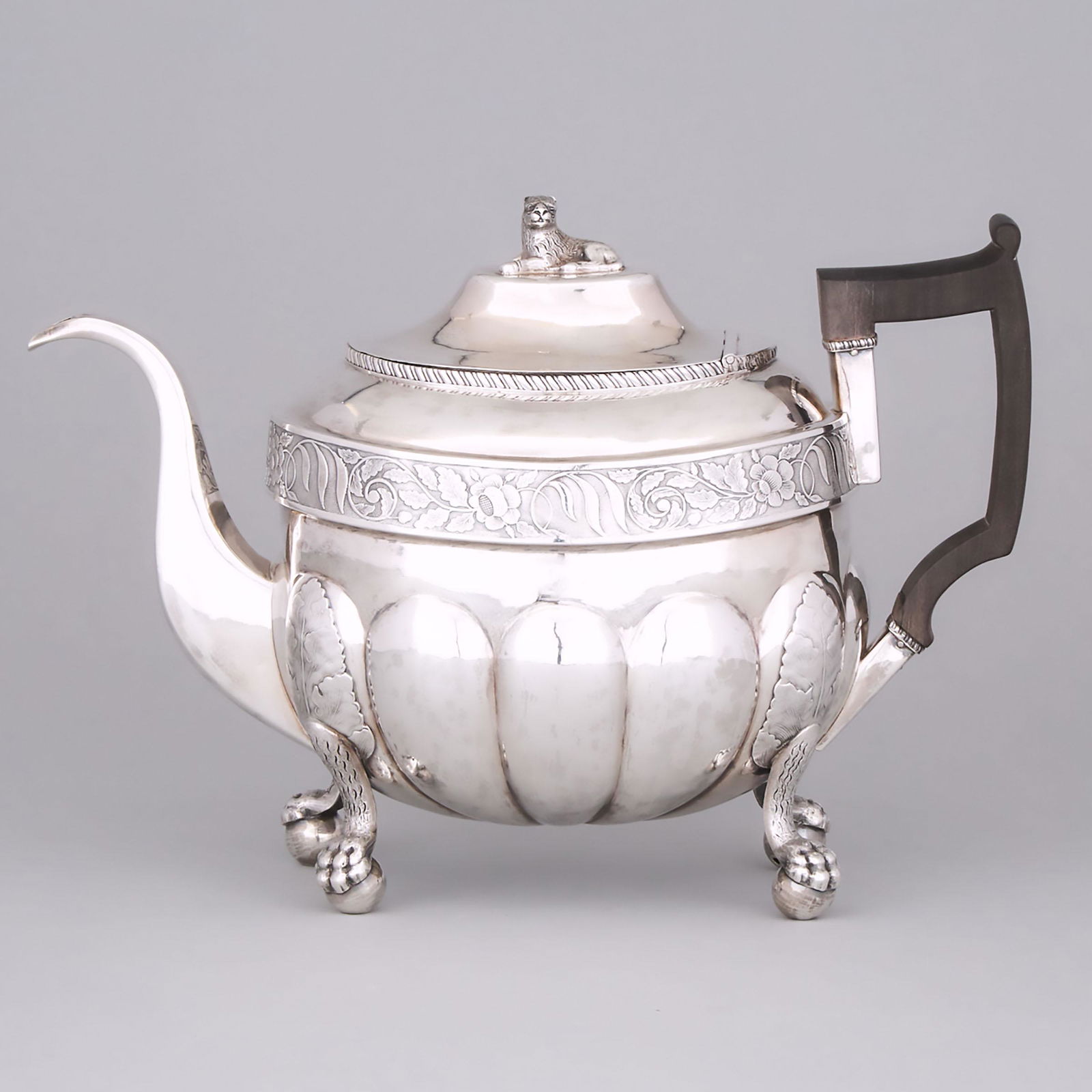 American Silver Teapot, John Wesley Forbes, New York,: American Silver Teapot, John Wesley Forbes, New York, N.Y., c.1810 height 8.3 in — 21 cm, 29.2 oz. — 908 grams (gross) Literature: A very closely similar teapot is illustrated by Waters, D