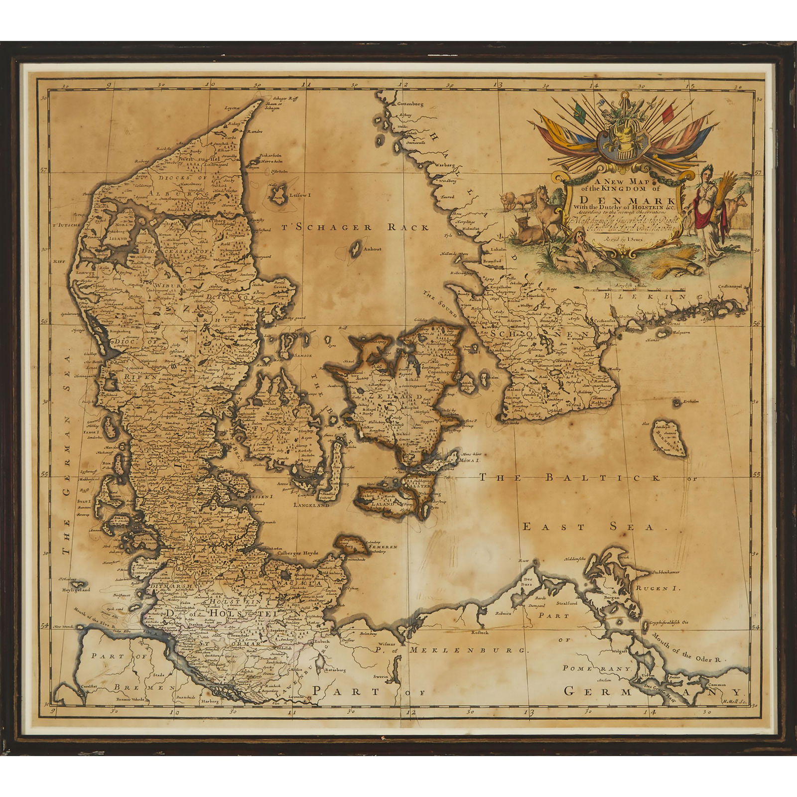 John Senex (English, 1678-1740), A NEW MAP OF THE: John Senex (English, 1678-1740)A NEW MAP OF THE KINGDOM OF DENMARK WITH THE DUTCHY OF HOLSTEIN &C., 1719, 21 x 23.5 in — 53.3 x 59.7 cmEstimate: $100—150