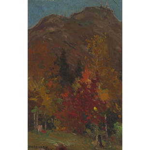 JOHN WILLIAM BEATTY, O.S.A., R.C.A. (1869-1941), AUTUMN: JOHN WILLIAM BEATTY, O.S.A., R.C.A. (1869-1941), CANADIANAUTUMN HILLSIDE, 1912oil on canvas boardsigned and dated '129.5 ins x 6.25 ins; 24.1 cms x 15.9 cmsProvenance:Waddington's Canadian Fine Ar