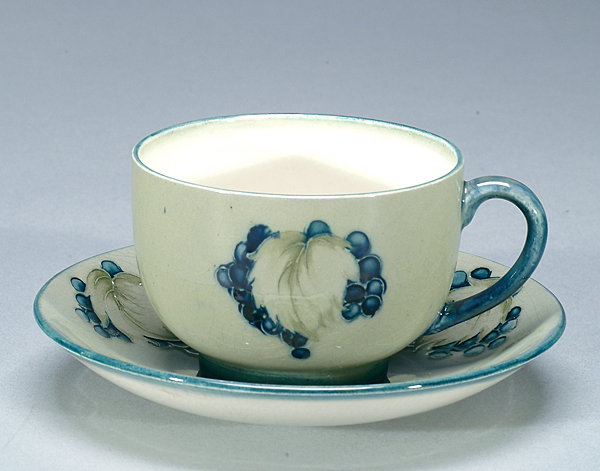 Moorcroft Grape & Leaf Cup & Saucer, 1930's