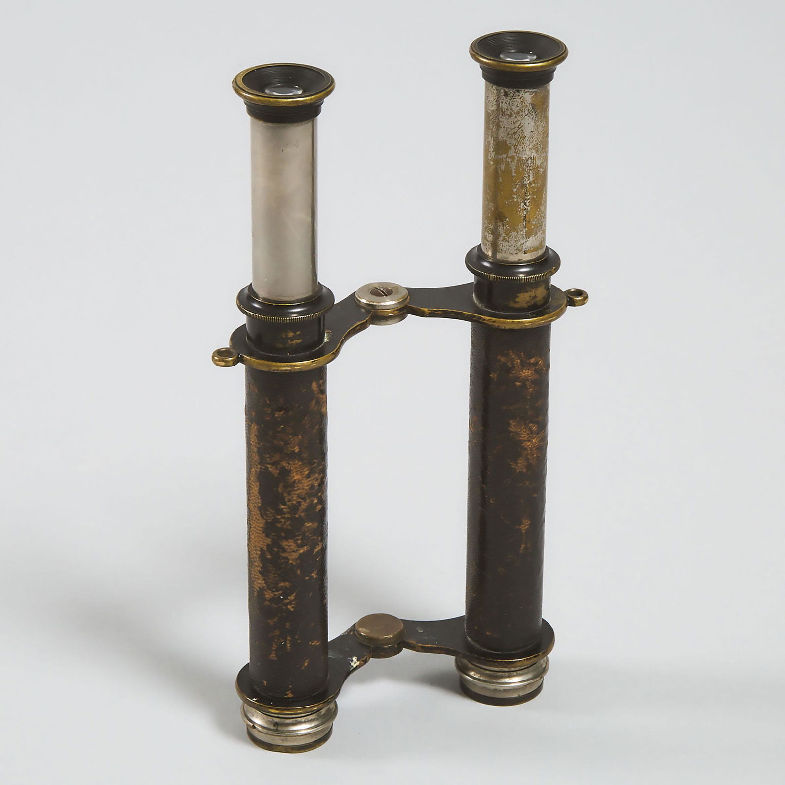 Pair of Keplerian 'Twin Telescopes' Binoculars, c.1860,: Pair of Keplerian 'Twin Telescopes' Binoculars, c.1860unmarked, likely French or German, height 7.75 in — 19.7 cmEstimate: $100—150
