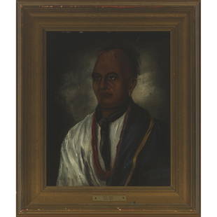 After EZRA AMES, 19th C, PORTRAIT OF JOSEPH BRANT,: After EZRA AMES, 19th CPORTRAIT OF JOSEPH BRANT, THAYENDANEGEAoil on panel 14.25 ins x 11.25 ins; 36.2 cms x 28.6 cms Provenance:Private Collection, TorontoEstimate: $400–600