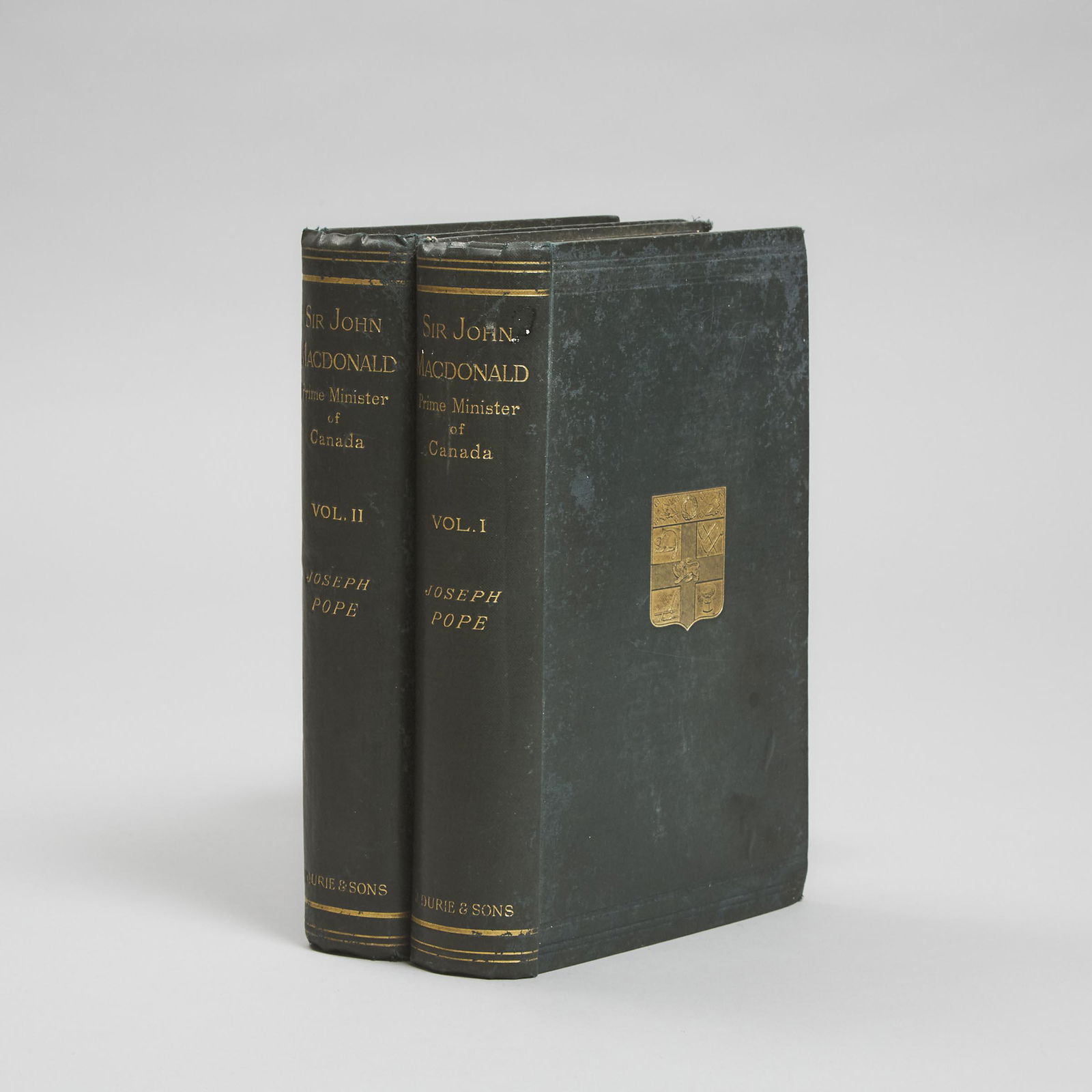 Presentation Copy to Prime Minister John Thompson of: Presentation Copy to Prime Minister John Thompson of Sir Joseph Pope's MEMOIRS OF THE RIGHT HONOURABLE SIR JOHN A. MACDONALD, 18942 vols., 8vo., portrait frontispieces, full titles, deckle edged