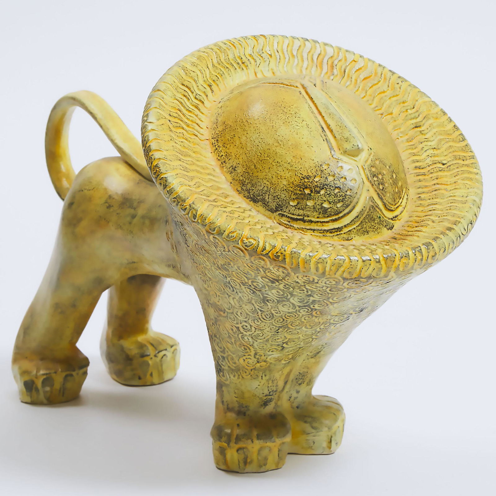 Brooklin Pottery Black and Yellow Glazed Lion, Theo and (0221) on Mar
