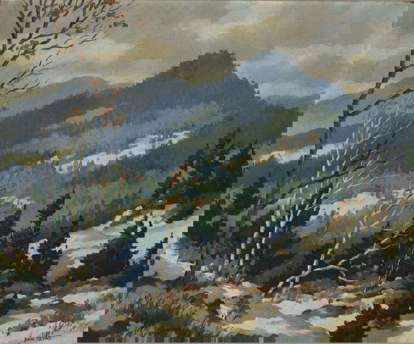 American, John Cuthbert Hare, THE SMOKIES,: John Cuthbert Hare (1908-1978), American WINTER IN THE SMOKIES, NORTH CAROLINA, Oil on canvas; signed lower right, signed and titled to the stretcher 20" x 24" — 50.8 x 61 cm. See illustration Est.