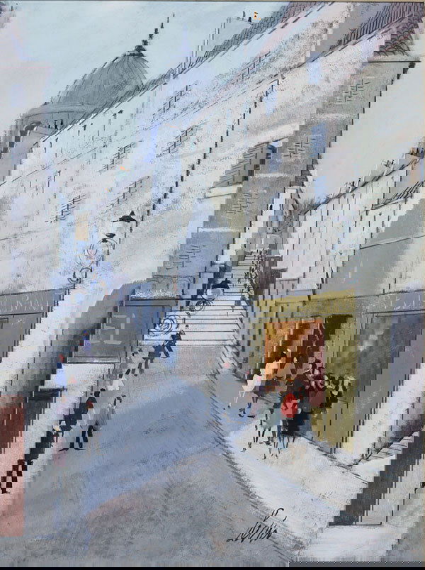 French, Charles Levier (1920- ), PROVINS, Oil: Charles Levier (1920- ), French PROVINS, Oil on canvas; signed lower right, signed and titled verso 40" x 30" — 101.6 x 76.2 cm. See illustration Est. $2000/3000