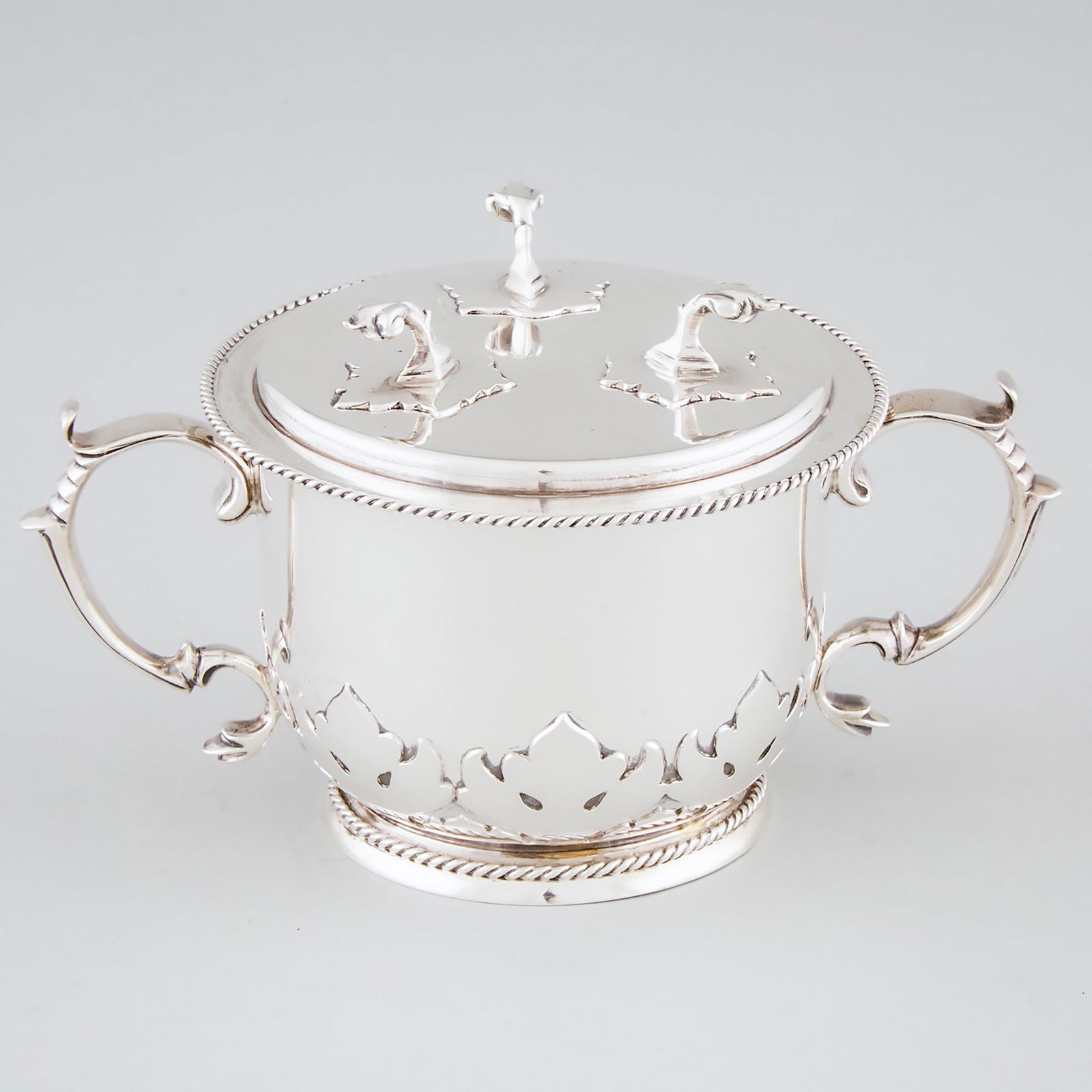 Edwardian Silver Two-Handled Cup and Cover, Charles Stuart: Edwardian Silver Two-Handled Cup and Cover, Charles Stuart Harris & Sons, London, 1908the cover also as a stand, height 3.1 in — 8 cm, 11.1 oz. — 346 gramsEstimate: $200—300