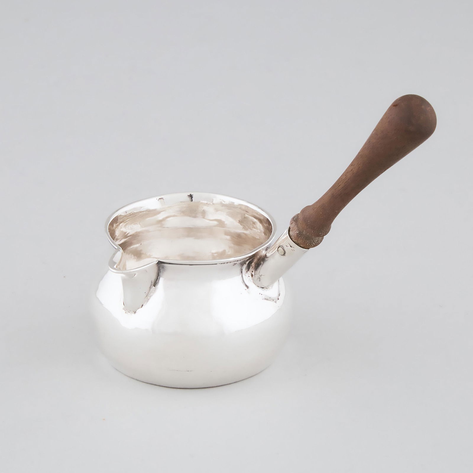 George I Silver Brandy Saucepan or 'Pipkin', James Smith: George I Silver Brandy Saucepan or 'Pipkin', James Smith I, London, 1724bowl diameter 2.7 in â€” 6.8 cm, 2.3 oz. â€” 70 grams (gross)Estimate: $250â€”350