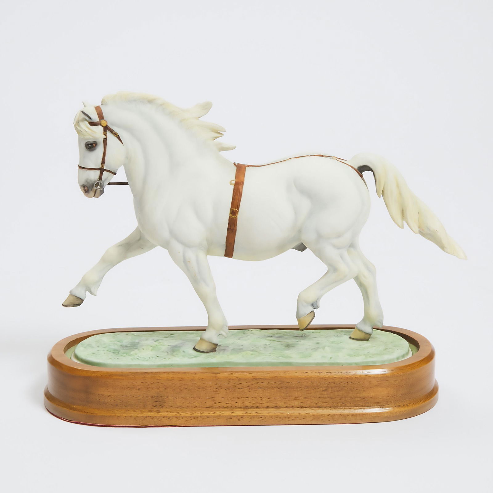 Royal Worcester Model of 'Welsh Mountain Pony', Doris Lindn: Royal Worcester Model of 'Welsh Mountain Pony', Doris Lindner, 99/500, c.1966with wood base and certificate, overall height 8 in — 20.4 cm, printed and painted marks in blackEstimate: $150—