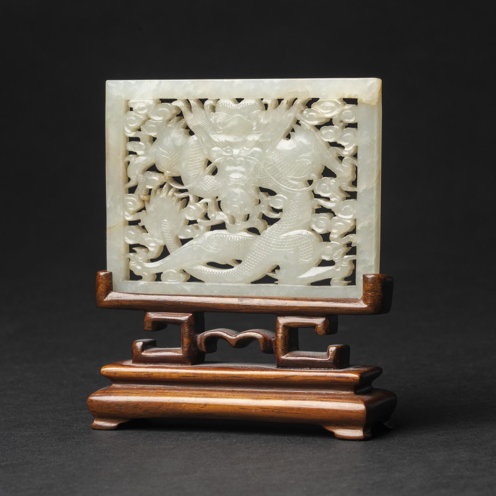 A White Jade Rectangular 'Dragon' Plaque, 18th Century, ? ? Dec 08