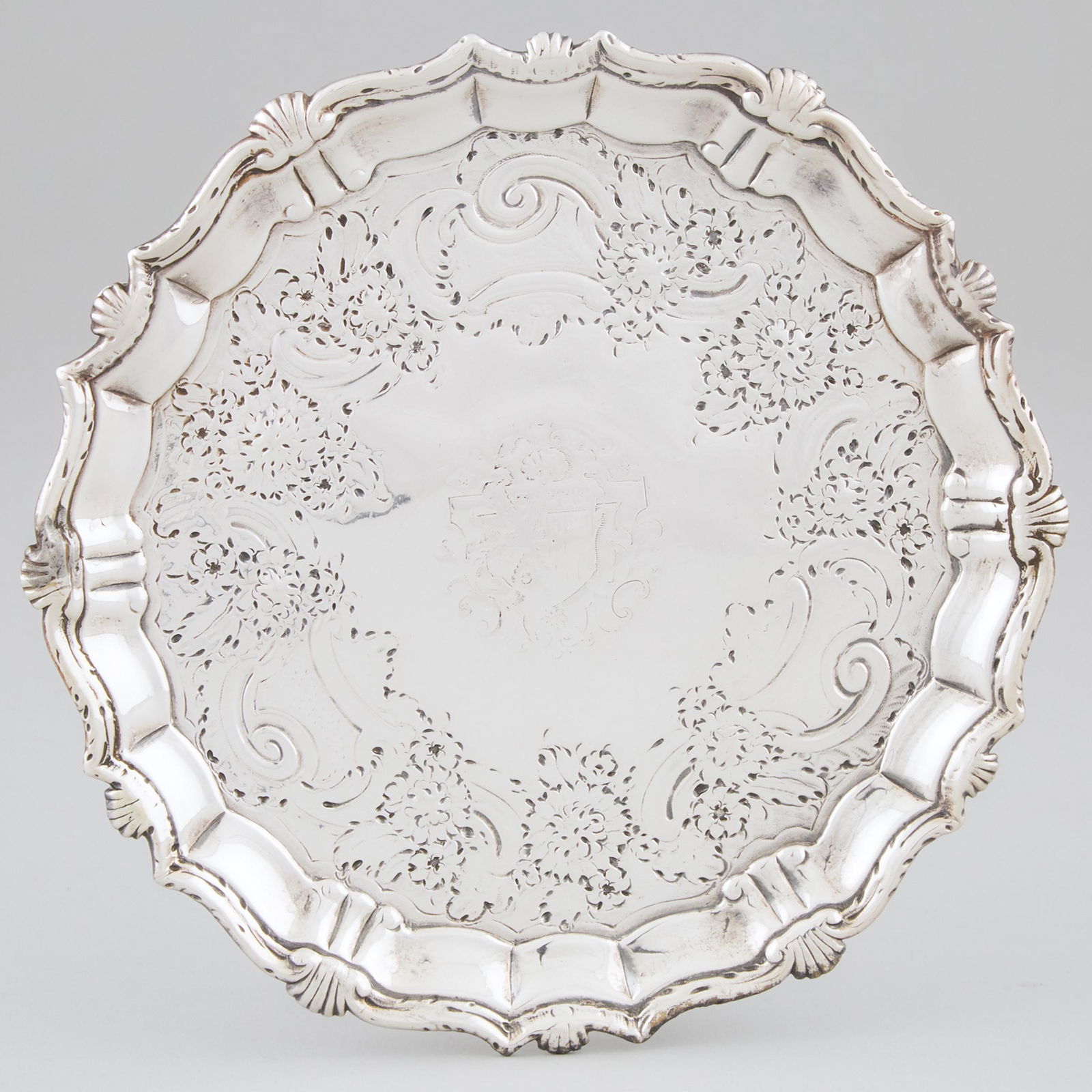 George II Silver Small Shaped Circular Salver, John Tuite,: George II Silver Small Shaped Circular Salver, John Tuite, London, 1737diameter 6.7 in — 16.9 cm, 7.9 oz. — 247 gramsEstimate: $250—350