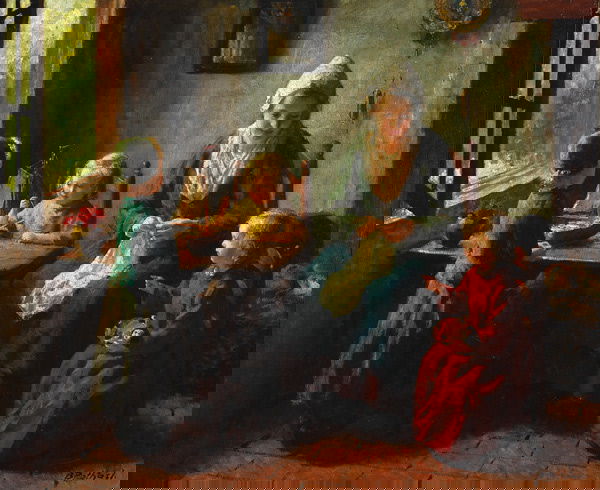 Dutch, Bernard Pothast (1882-1966), TOY BOAT,: Bernard Pothast (1882-1966), Dutch THE TOY BOAT, Oil on canvas; signed lower right, titled to gallery label verso 19.8" x 23.5" Ñ 50.2 x 59.7 cm. Provenance: Watson Art Galleries, Montreal See illust