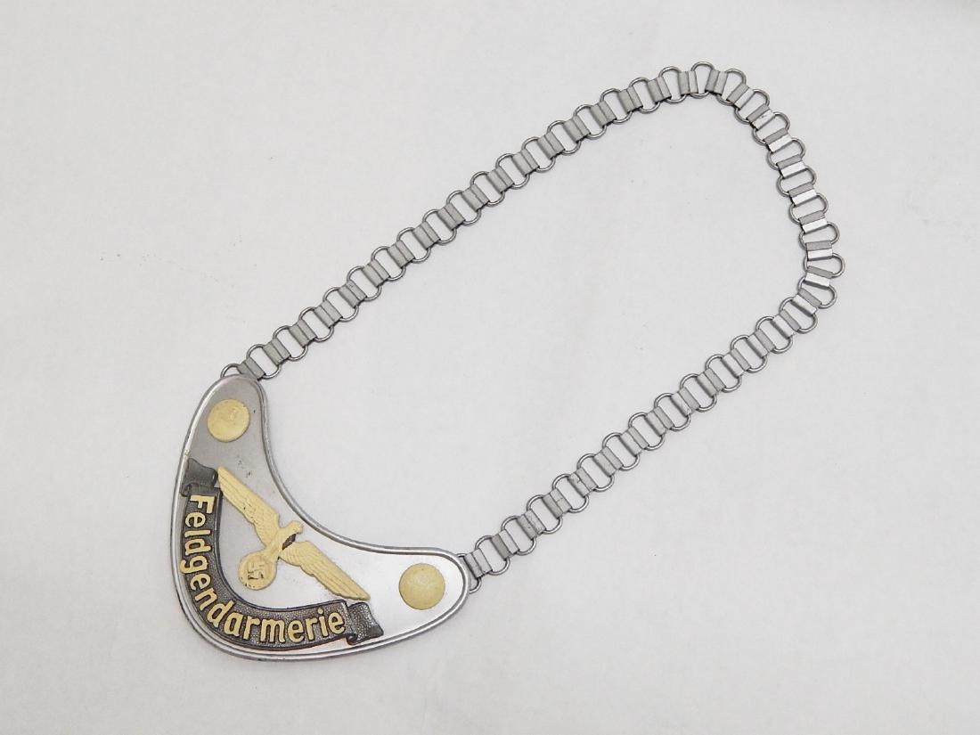 German Nazi WWII Feldgendarmerie Gorget: c.1930s Nazi Germany Feldgendarmerie gorget with chain. Worn by The Wehrmacht German military police.
